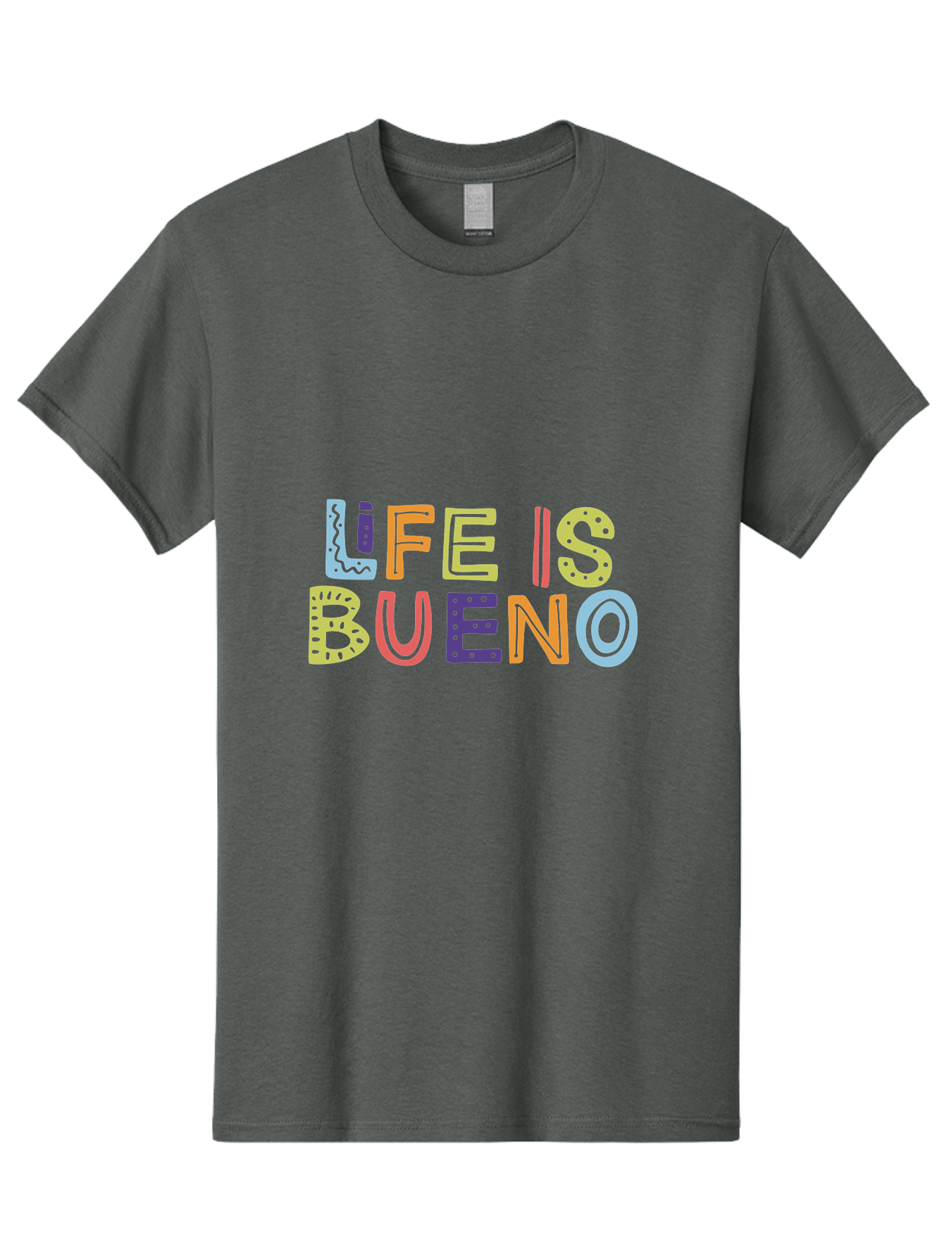 Life-Is-Bueno-2 Men'S Graphic Tee, 100% Cotton, Comfortable Casual Summer Wear, Machine Washable, Colorful Typography, Inspirational Quote, Life Is Bueno, Positive Vibes, Motivational Phrase, Good Times, Happiness, Text Graphic, - Aaa270 13