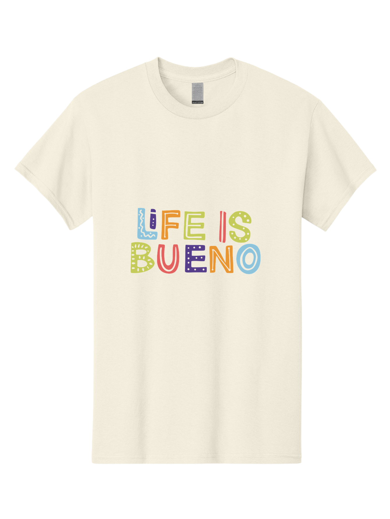 Life-Is-Bueno-2 Men'S Graphic Tee, 100% Cotton, Comfortable Casual Summer Wear, Machine Washable, Colorful Typography, Inspirational Quote, Life Is Bueno, Positive Vibes, Motivational Phrase, Good Times, Happiness, Text Graphic, - Aaa270 15