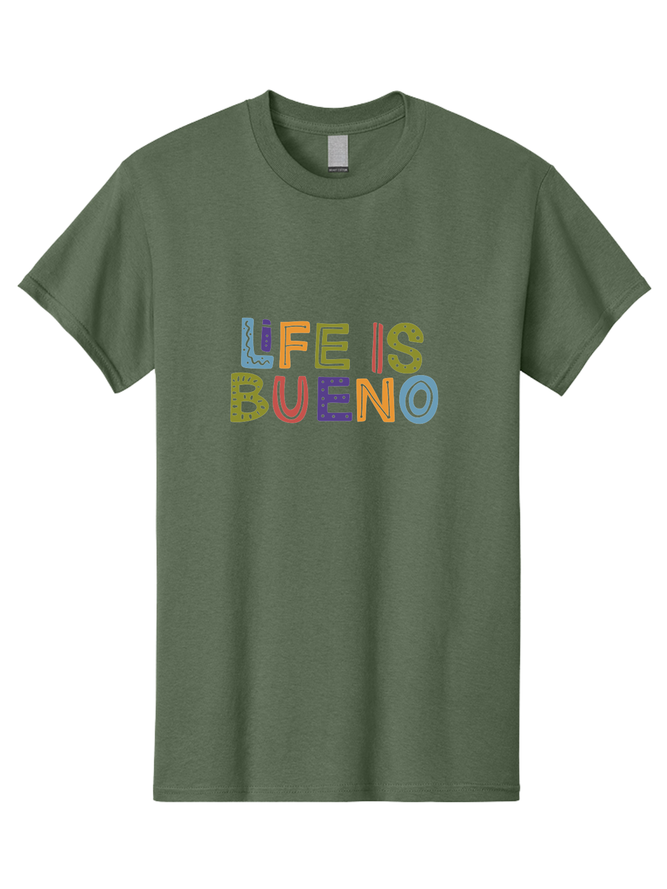 Life-Is-Bueno-3 Men'S Graphic Tee, 100% Cotton, Comfortable Casual Summer Wear, Machine Washable, Multicolored Lettering, Inspirational Quote, Motivational Phrase, Colorful Typography, Positive Vibes, Happiness, Life Is Bueno - Aaa271 23