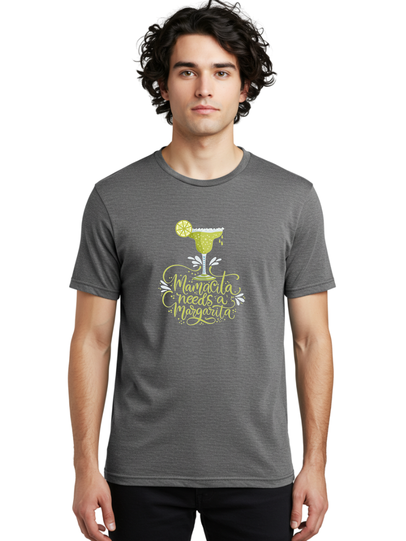 Mamacita-Needs-A-Margarita-1 Men'S Graphic Tee, 100% Cotton, Comfortable Casual Summer Wear, Machine Washable, Margarita Cocktail, Lime Slice, Salt Rim, Tequila Drink, Festive Design, Party Theme, Mexican-Inspired, Cocktail Culture, - Aaa273 4