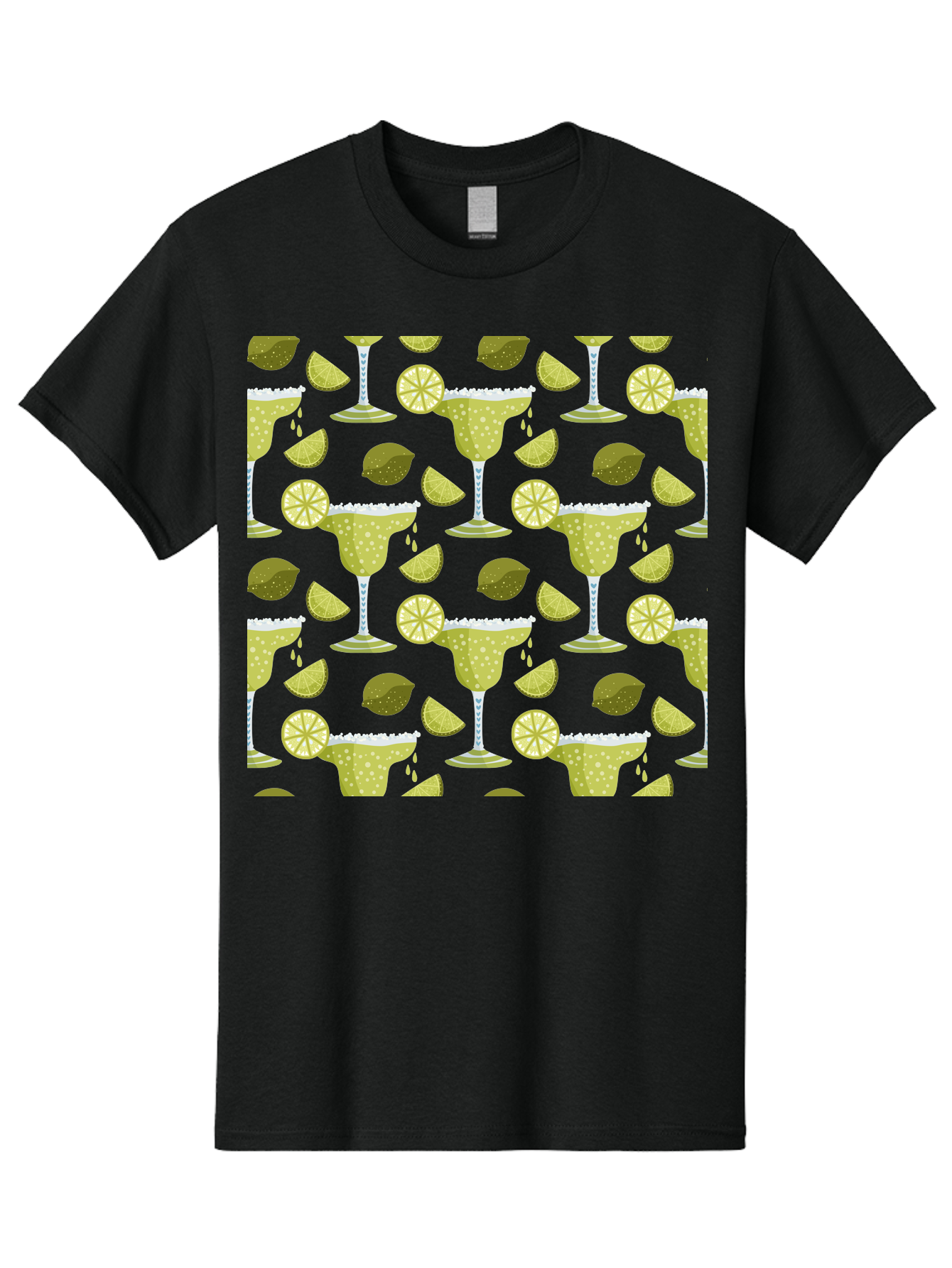 Margarita-Glasses-Lime-Wedges Men'S Graphic Tee, 100% Cotton, Comfortable Casual Summer Wear, Machine Washable, Margarita Glasses, Cocktail Glasses, Yellow Polka Dots, Salt Rims, Lime Wedges, Citrus Slices, Festive Patterns, - Aaa277 23