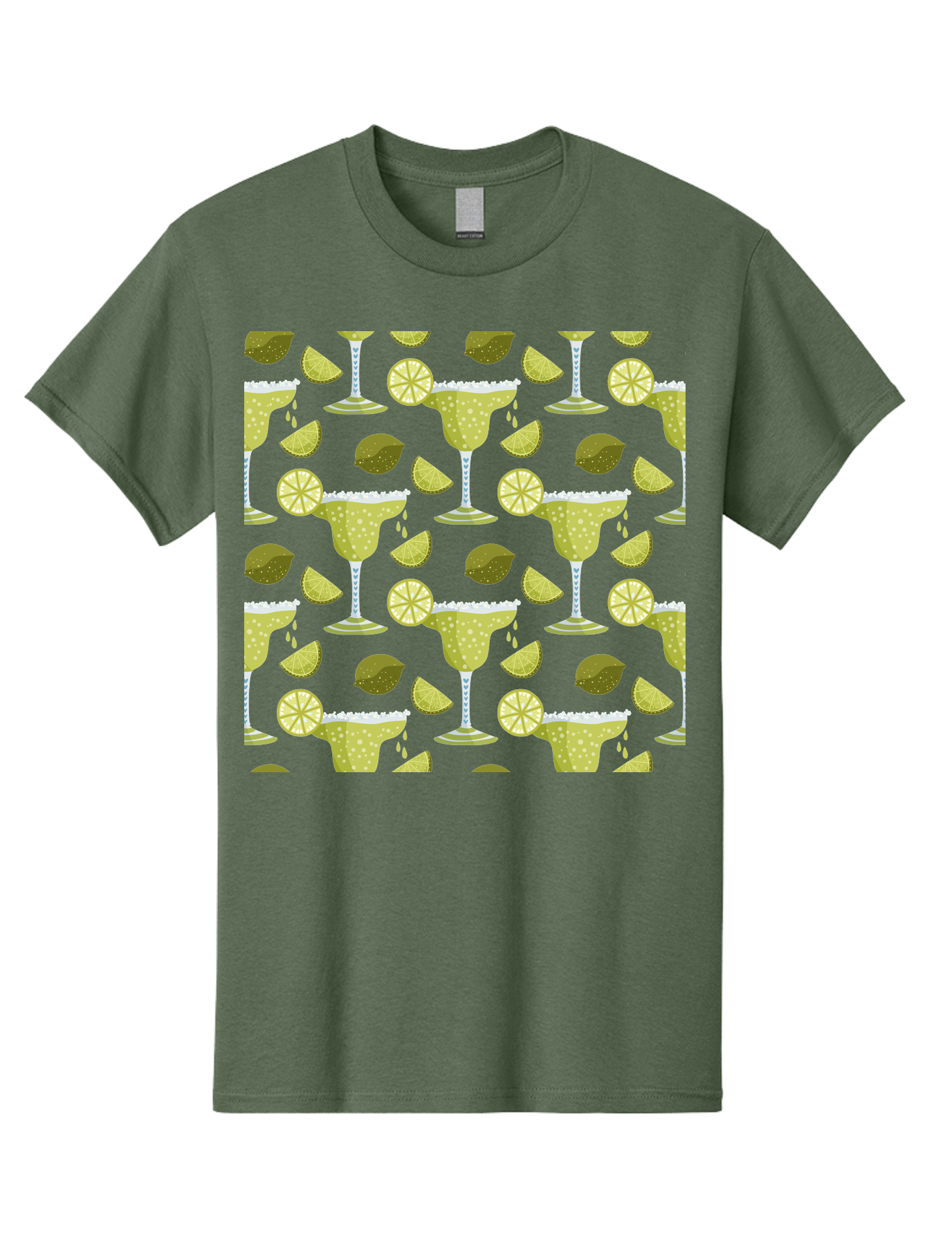 Margarita-Glasses-Lime-Wedges Men'S Graphic Tee, 100% Cotton, Comfortable Casual Summer Wear, Machine Washable, Margarita Glasses, Cocktail Glasses, Yellow Polka Dots, Salt Rims, Lime Wedges, Citrus Slices, Festive Patterns, - Aaa277 13