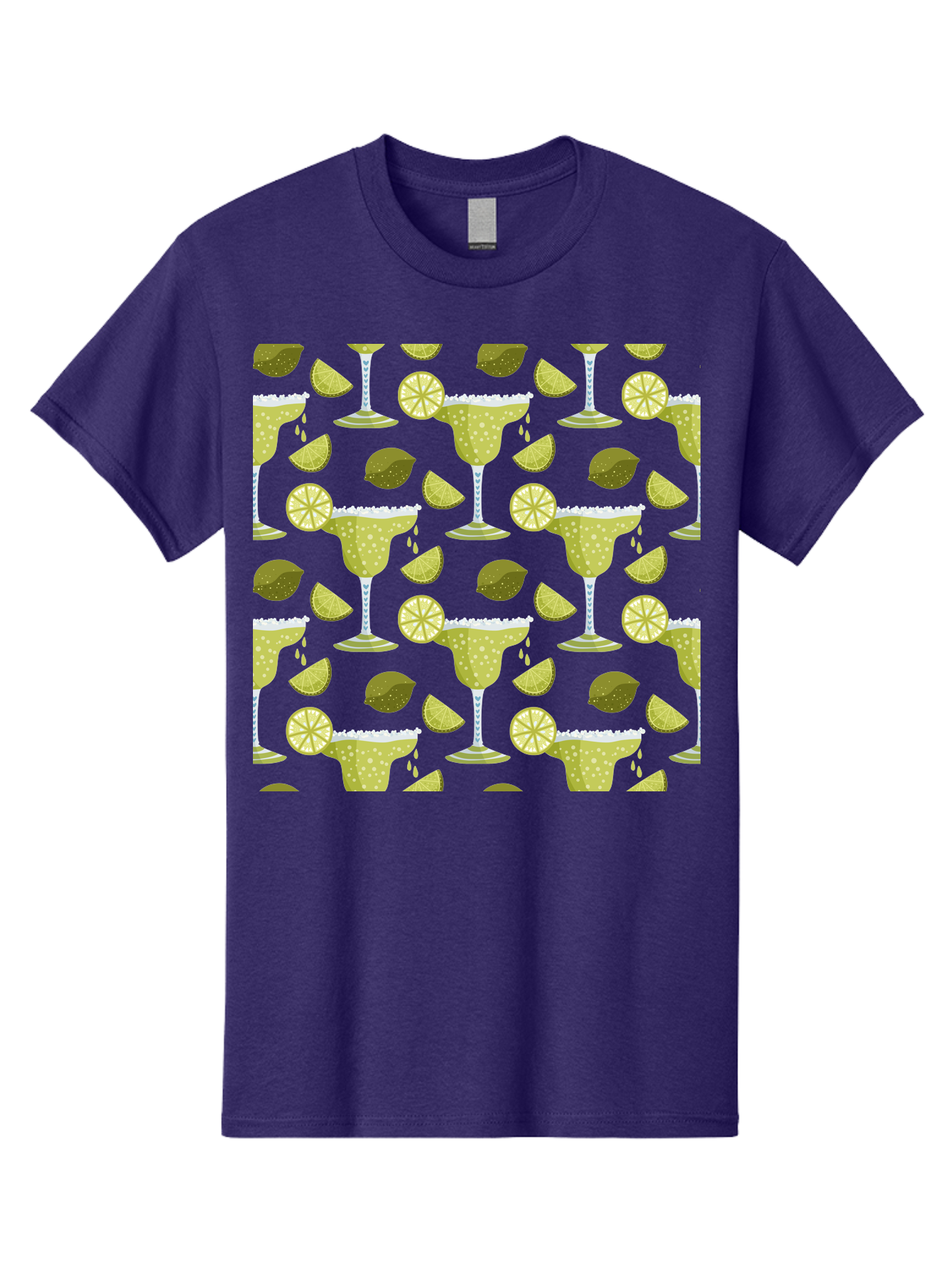 Margarita-Glasses-Lime-Wedges Men'S Graphic Tee, 100% Cotton, Comfortable Casual Summer Wear, Machine Washable, Margarita Glasses, Cocktail Glasses, Yellow Polka Dots, Salt Rims, Lime Wedges, Citrus Slices, Festive Patterns, - Aaa277 9