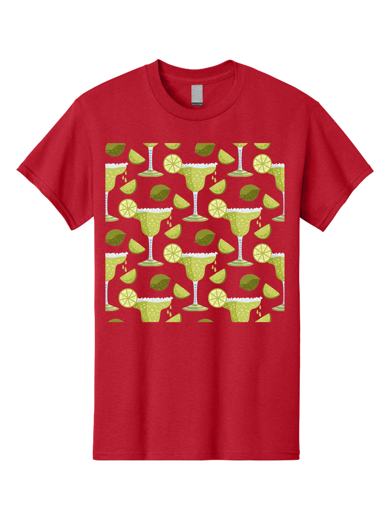 Margarita-Glasses-Lime-Wedges Men'S Graphic Tee, 100% Cotton, Comfortable Casual Summer Wear, Machine Washable, Margarita Glasses, Cocktail Glasses, Yellow Polka Dots, Salt Rims, Lime Wedges, Citrus Slices, Festive Patterns, - Aaa277 21