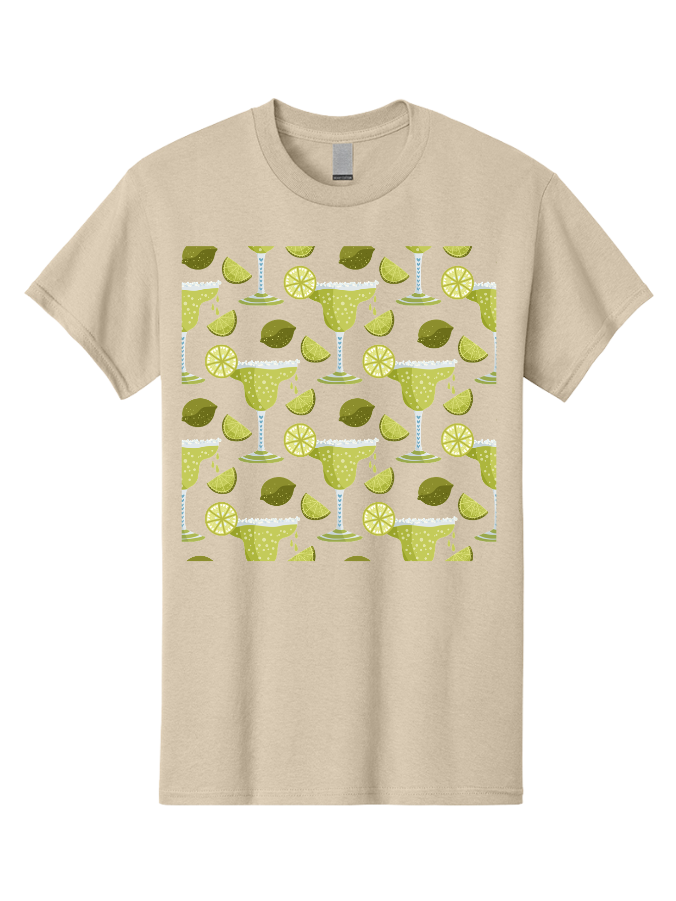 Margarita-Glasses-Lime-Wedges Men'S Graphic Tee, 100% Cotton, Comfortable Casual Summer Wear, Machine Washable, Margarita Glasses, Cocktail Glasses, Yellow Polka Dots, Salt Rims, Lime Wedges, Citrus Slices, Festive Patterns, - Aaa277 19