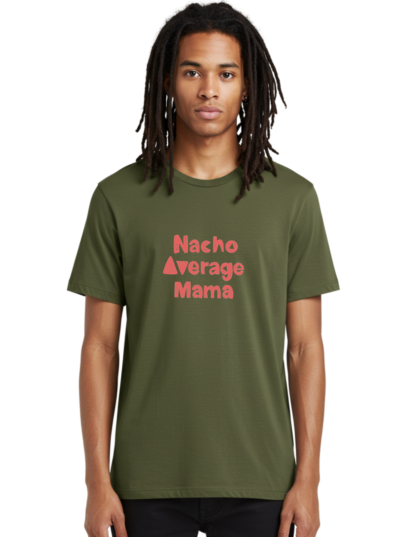 Nacho-Average-Mama Men'S Graphic Tee, 100% Cotton, Comfortable Casual Summer Wear, Machine Washable, Humorous Phrase, Funny Saying, Mom Humor, Pink Text, Bold Font, Playful Typography, Nacho Average Mama Quote - Aaa285 14