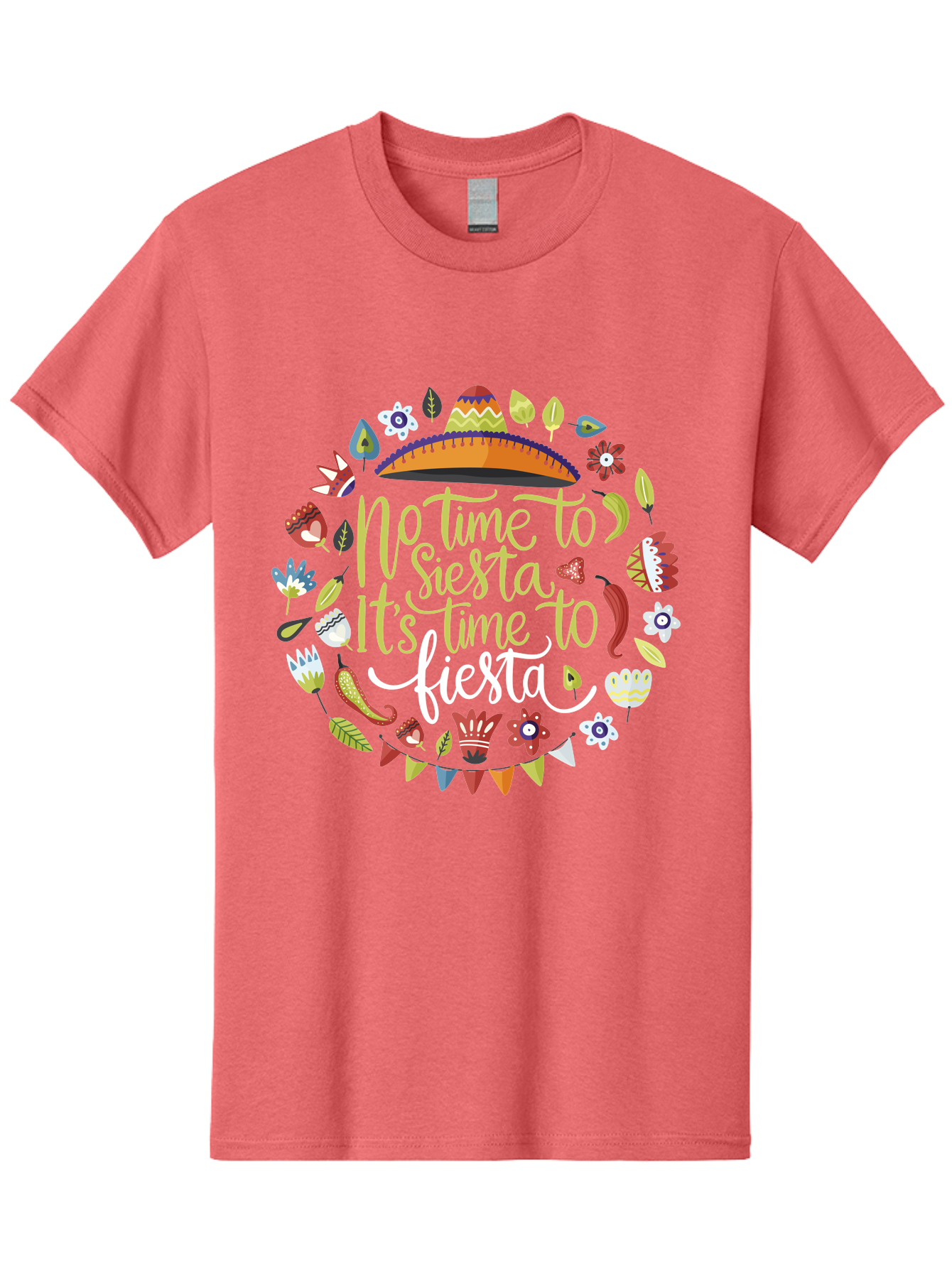 No-Time-To-Siesta-It-S-Time-To-Fiesta Men'S Graphic Tee, 100% Cotton, Comfortable Casual Summer Wear, Machine Washable, Fiesta Theme, Mexican Culture, Vibrant Colors, Party Decorations, Festive Atmosphere, Taco, Chili Pepper, Flowers, - Aaa288 25