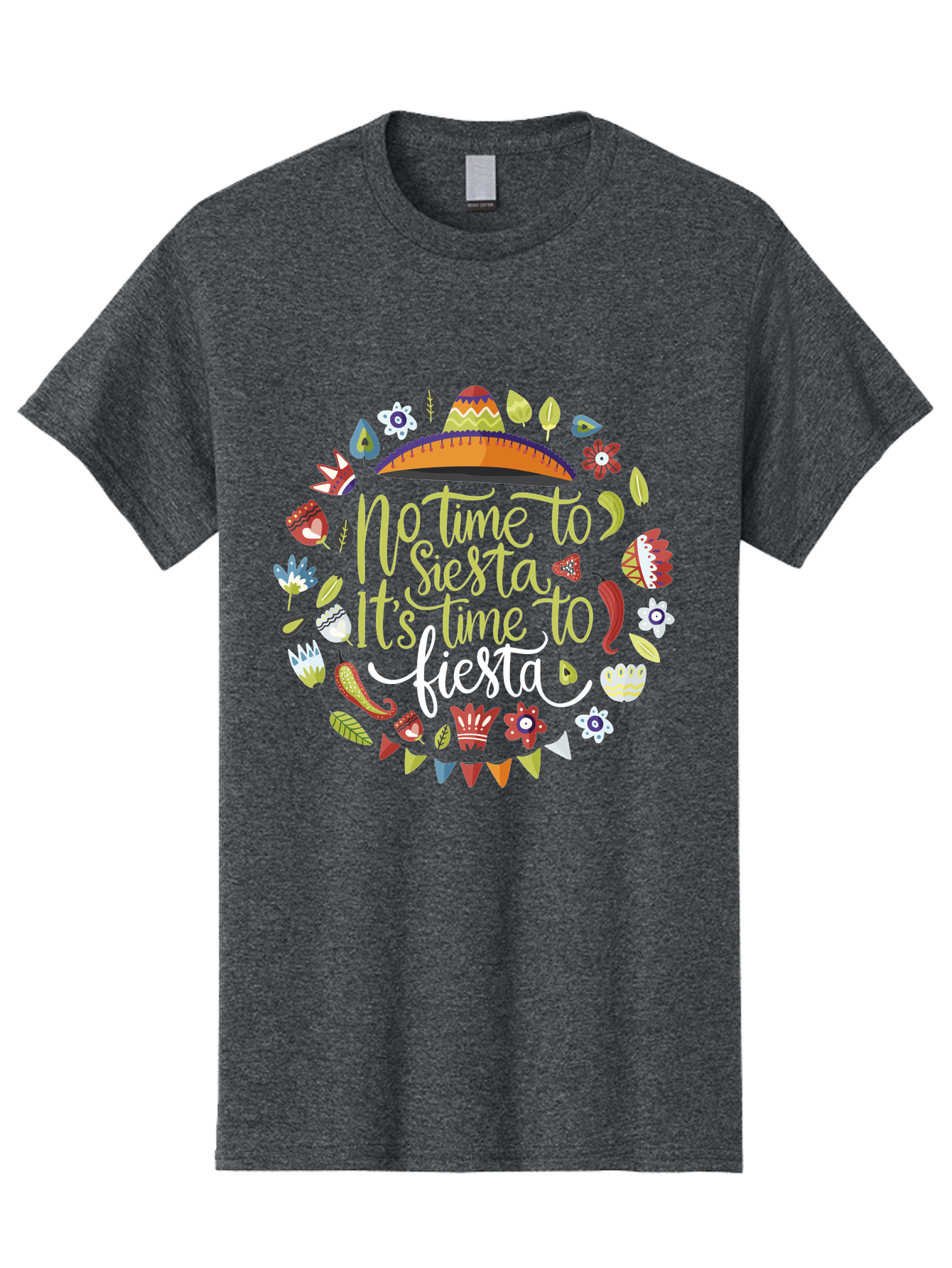No-Time-To-Siesta-It-S-Time-To-Fiesta Men'S Graphic Tee, 100% Cotton, Comfortable Casual Summer Wear, Machine Washable, Fiesta Theme, Mexican Culture, Vibrant Colors, Party Decorations, Festive Atmosphere, Taco, Chili Pepper, Flowers, - Aaa288 17