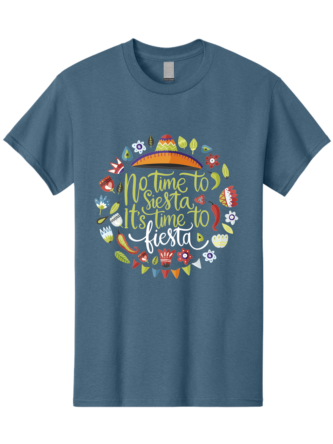 No-Time-To-Siesta-It-S-Time-To-Fiesta Men'S Graphic Tee, 100% Cotton, Comfortable Casual Summer Wear, Machine Washable, Fiesta Theme, Mexican Culture, Vibrant Colors, Party Decorations, Festive Atmosphere, Taco, Chili Pepper, Flowers, - Aaa288 19