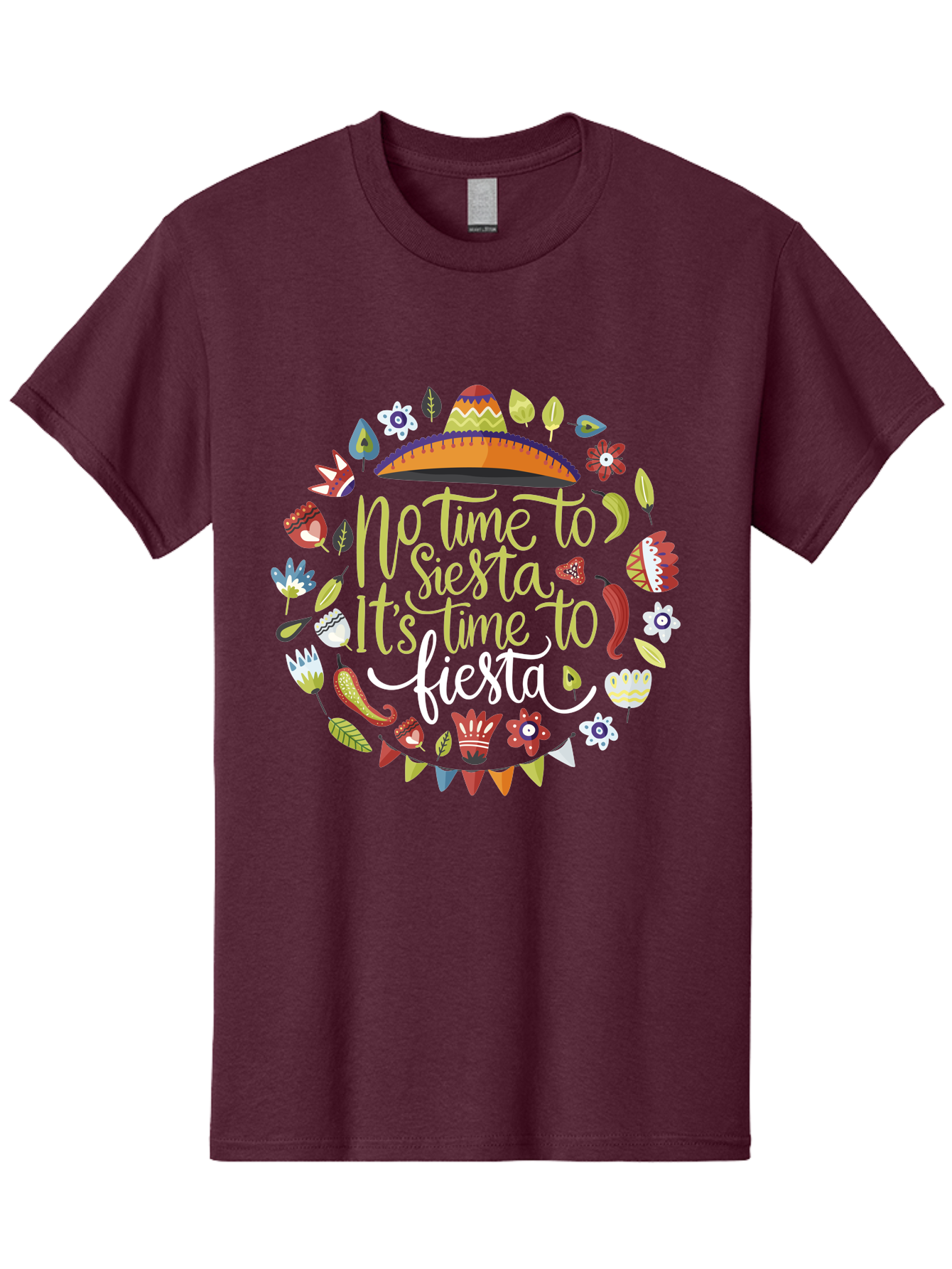 No-Time-To-Siesta-It-S-Time-To-Fiesta Men'S Graphic Tee, 100% Cotton, Comfortable Casual Summer Wear, Machine Washable, Fiesta Theme, Mexican Culture, Vibrant Colors, Party Decorations, Festive Atmosphere, Taco, Chili Pepper, Flowers, - Aaa288 29