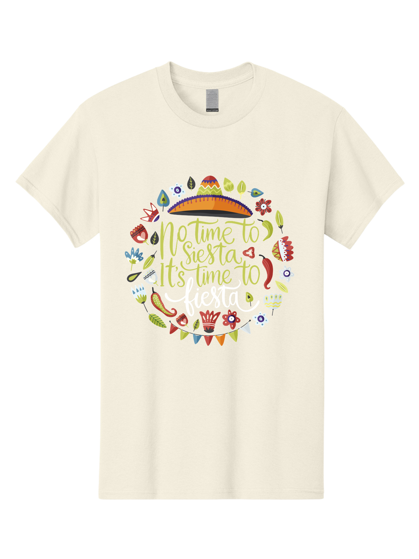 No-Time-To-Siesta-It-S-Time-To-Fiesta Men'S Graphic Tee, 100% Cotton, Comfortable Casual Summer Wear, Machine Washable, Fiesta Theme, Mexican Culture, Vibrant Colors, Party Decorations, Festive Atmosphere, Taco, Chili Pepper, Flowers, - Aaa288 27