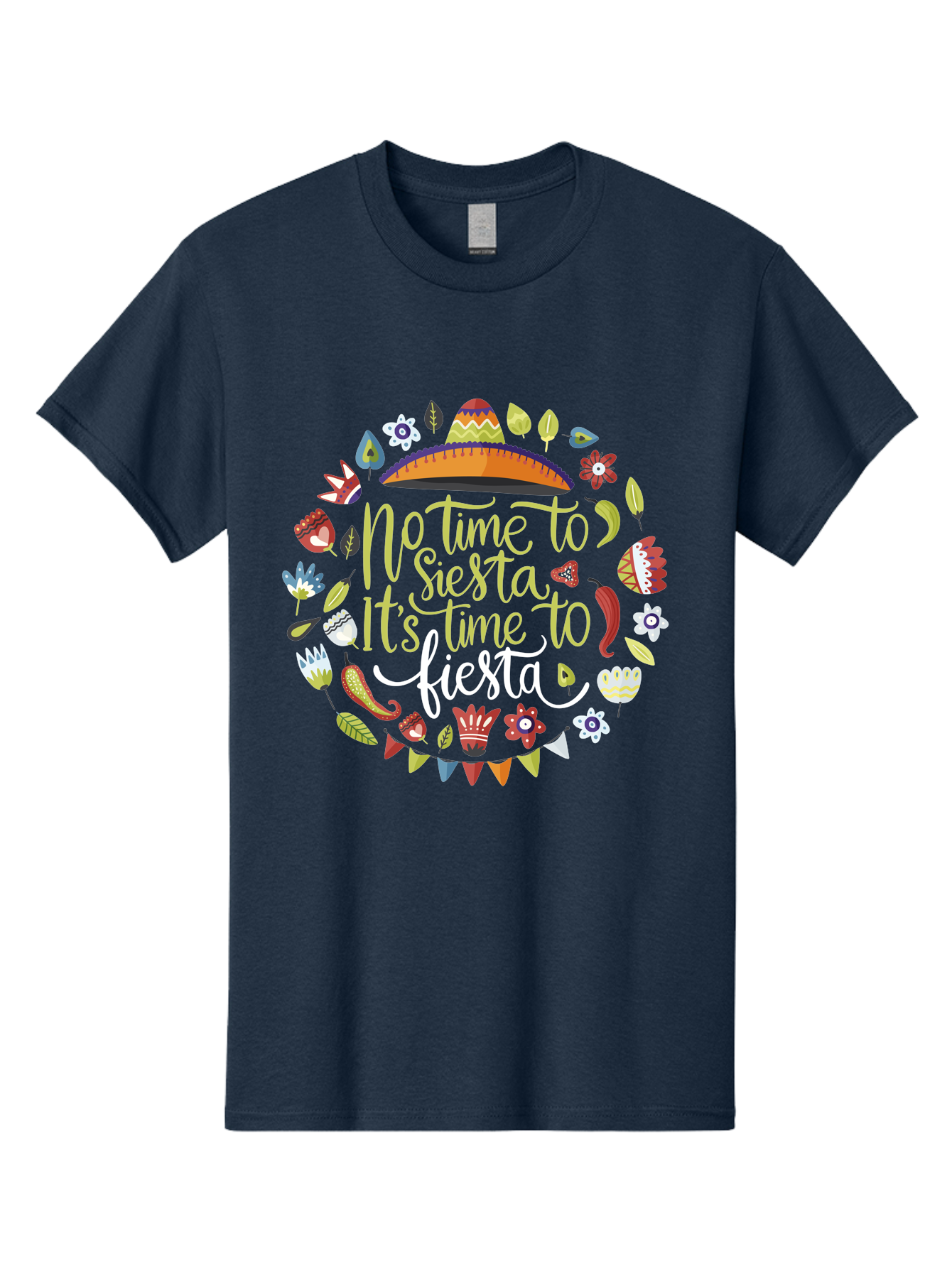 No-Time-To-Siesta-It-S-Time-To-Fiesta Men'S Graphic Tee, 100% Cotton, Comfortable Casual Summer Wear, Machine Washable, Fiesta Theme, Mexican Culture, Vibrant Colors, Party Decorations, Festive Atmosphere, Taco, Chili Pepper, Flowers, - Aaa288 15