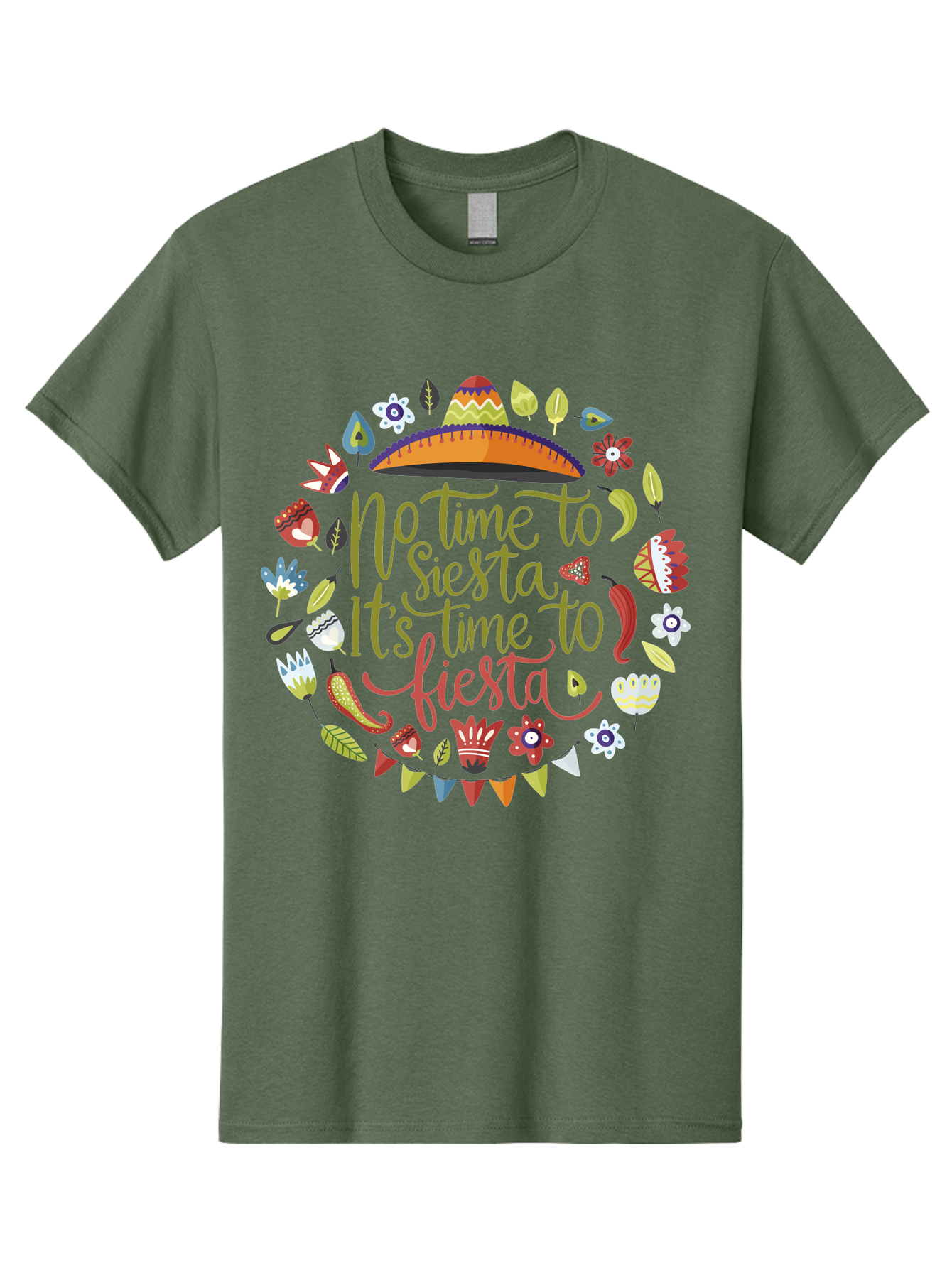 No-Time-To-Siesta Men'S Graphic Tee, 100% Cotton, Comfortable Casual Summer Wear, Machine Washable, Taco Graphic, Fiesta Decorations, Mexican Culture, Festive Atmosphere, Vibrant Colors, Party Time, Celebration, Chili Peppers, Sombrero, - Aaa289 5