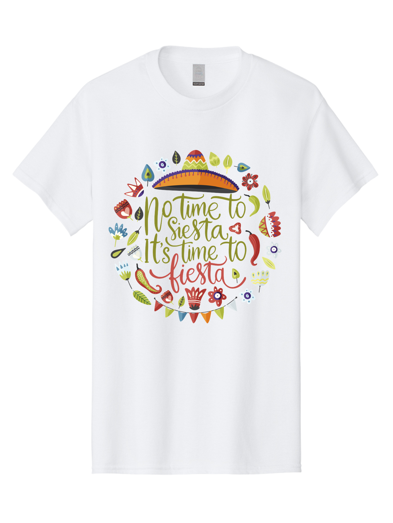 No-Time-To-Siesta Men'S Graphic Tee, 100% Cotton, Comfortable Casual Summer Wear, Machine Washable, Taco Graphic, Fiesta Decorations, Mexican Culture, Festive Atmosphere, Vibrant Colors, Party Time, Celebration, Chili Peppers, Sombrero, - Aaa289 3
