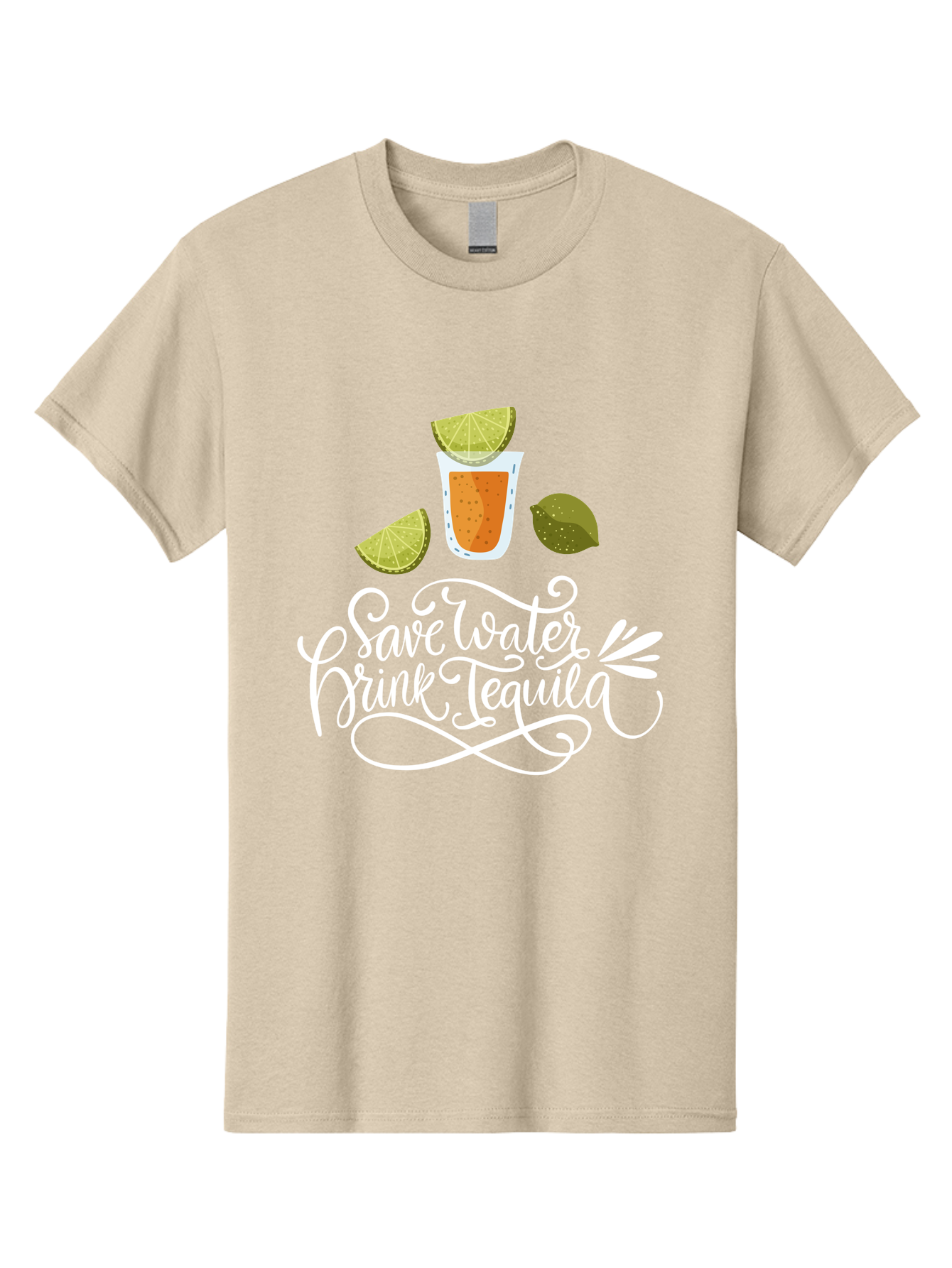 Save-Water-Drink-Tequila-2 Men'S Graphic Tee, 100% Cotton, Comfortable Casual Summer Wear, Machine Washable, Tequila Shot, Lime Wedges, Agave Leaf, Save Water Drink Tequila Text, Cocktail, Party, Drinking Culture, Humorous, Mexican Drink - Aaa292 3