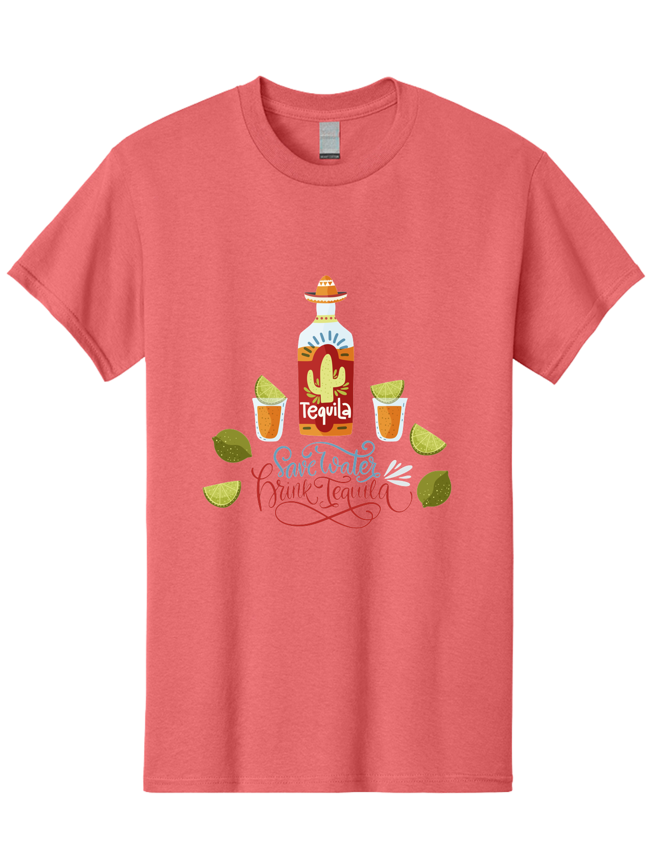 Smile-Later-Drink-Tequila Men'S Graphic Tee, 100% Cotton, Comfortable Casual Summer Wear, Machine Washable, Tequila Shots, Lime Wedges, Tequila Bottle, Cactus Design, Fiesta Theme, Margarita Glasses, Mexican Spirit, Drink Tequila - Aaa296 3