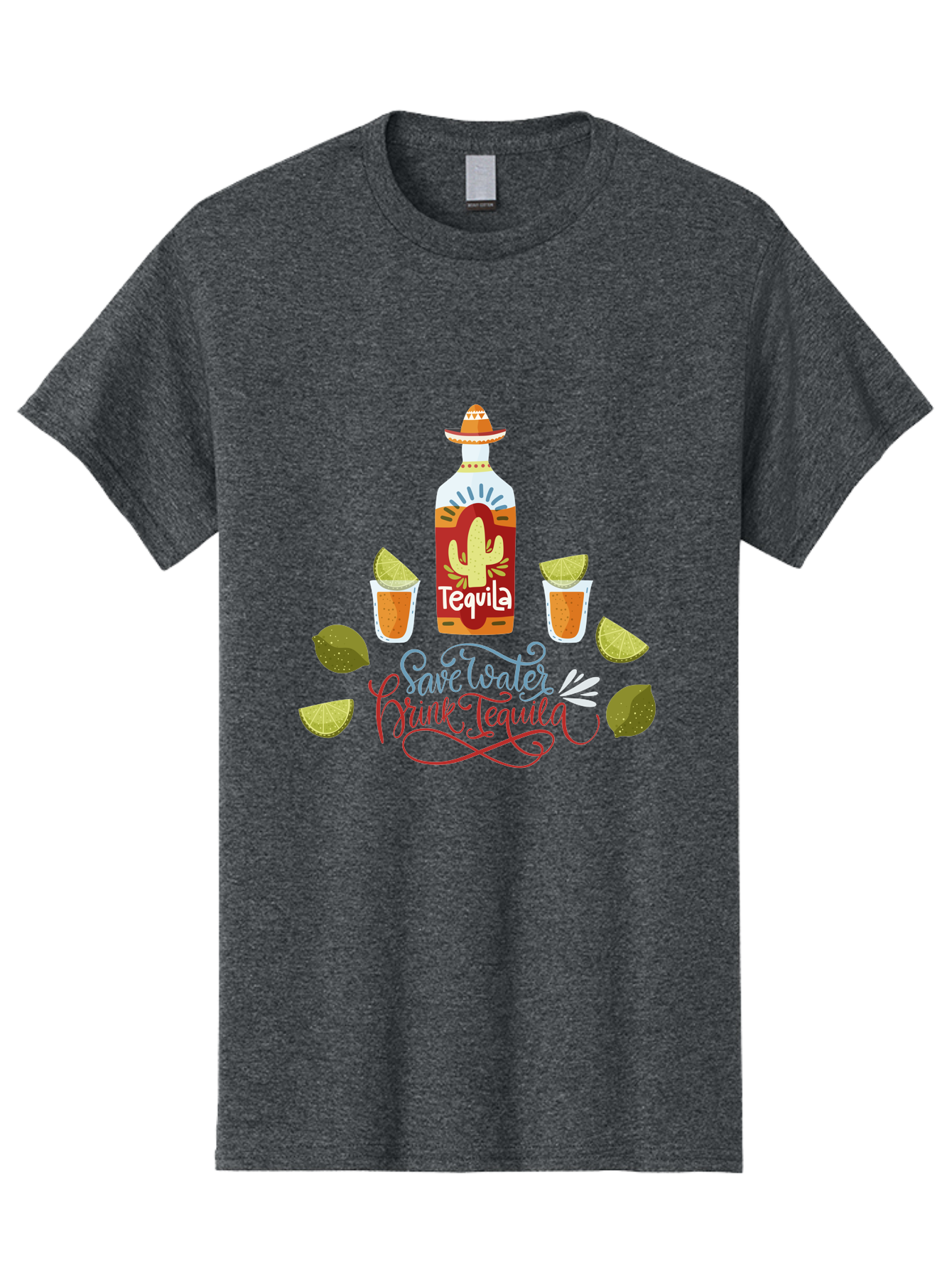 Smile-Later-Drink-Tequila Men'S Graphic Tee, 100% Cotton, Comfortable Casual Summer Wear, Machine Washable, Tequila Shots, Lime Wedges, Tequila Bottle, Cactus Design, Fiesta Theme, Margarita Glasses, Mexican Spirit, Drink Tequila - Aaa296 5