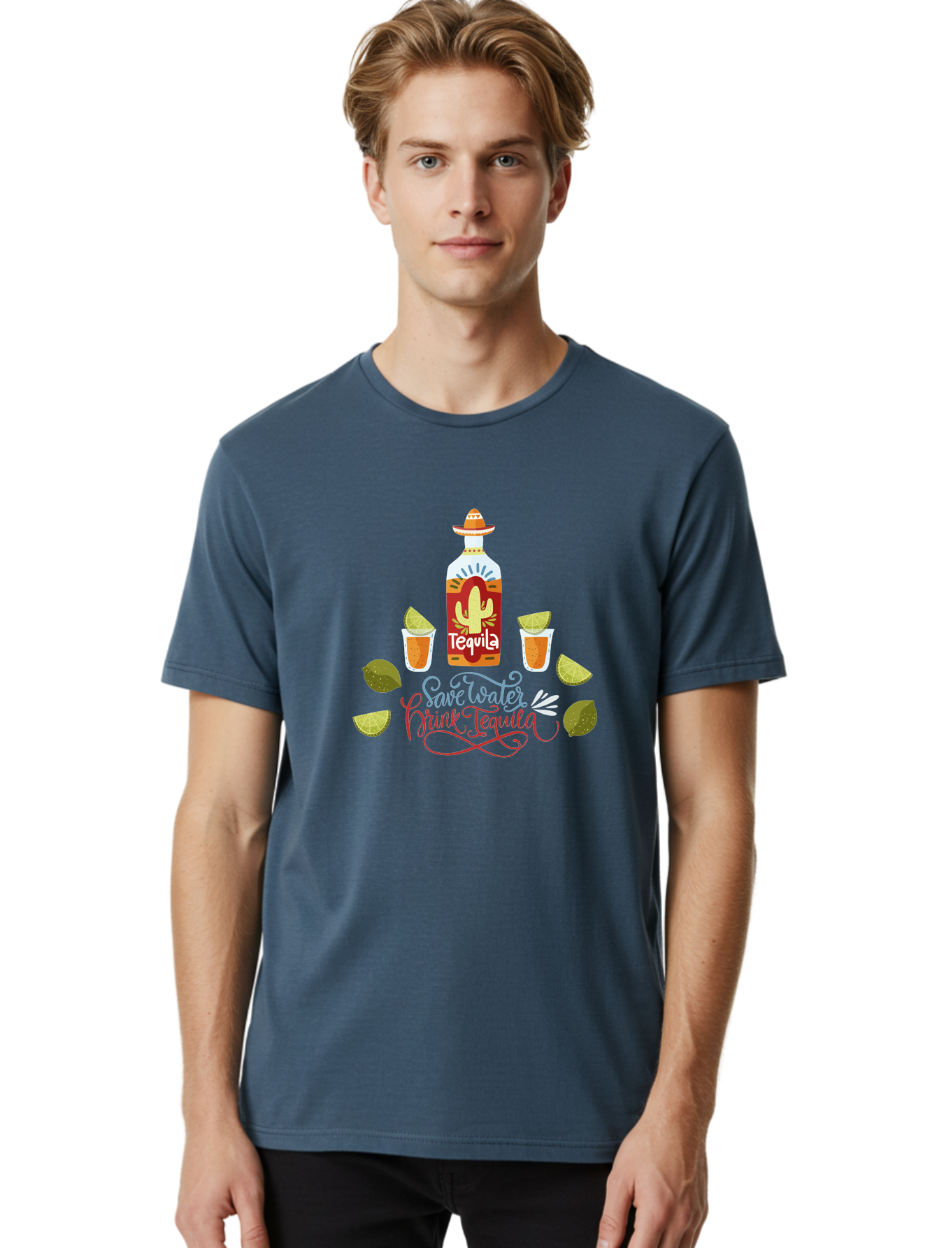 Smile-Later-Drink-Tequila Men'S Graphic Tee, 100% Cotton, Comfortable Casual Summer Wear, Machine Washable, Tequila Shots, Lime Wedges, Tequila Bottle, Cactus Design, Fiesta Theme, Margarita Glasses, Mexican Spirit, Drink Tequila - Aaa296 8