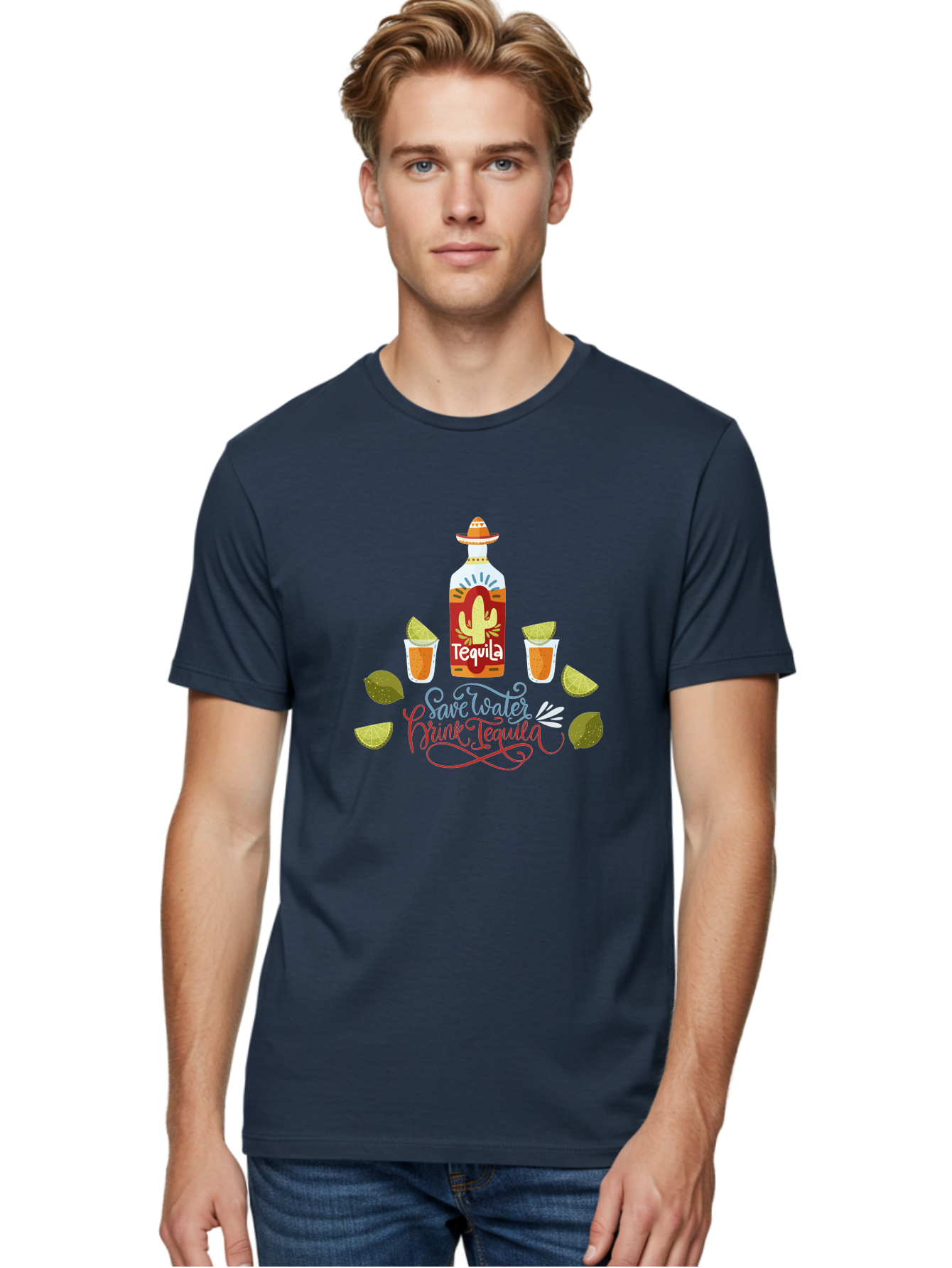 Smile-Later-Drink-Tequila Men'S Graphic Tee, 100% Cotton, Comfortable Casual Summer Wear, Machine Washable, Tequila Shots, Lime Wedges, Tequila Bottle, Cactus Design, Fiesta Theme, Margarita Glasses, Mexican Spirit, Drink Tequila - Aaa296 28