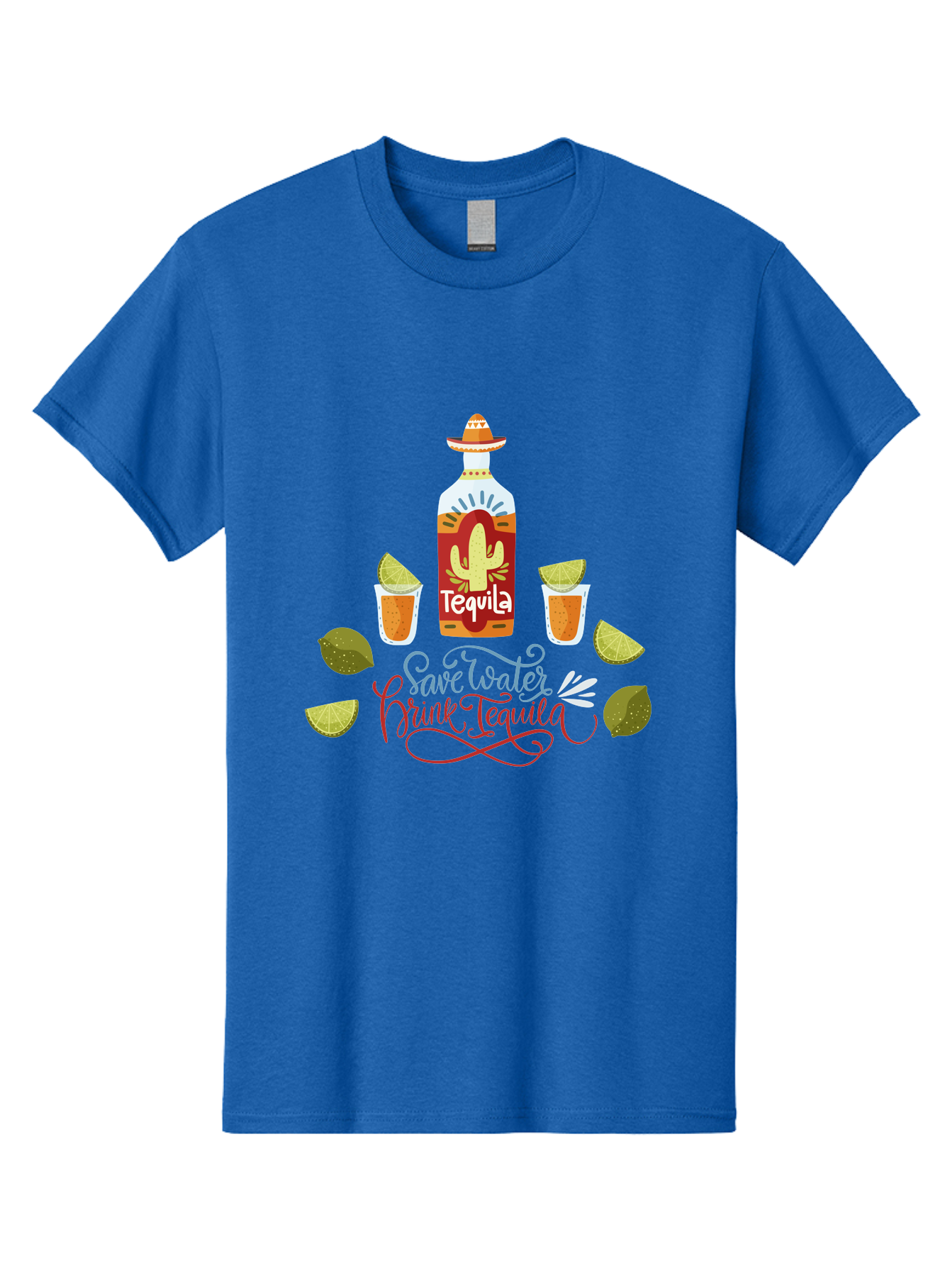 Smile-Later-Drink-Tequila Men'S Graphic Tee, 100% Cotton, Comfortable Casual Summer Wear, Machine Washable, Tequila Shots, Lime Wedges, Tequila Bottle, Cactus Design, Fiesta Theme, Margarita Glasses, Mexican Spirit, Drink Tequila - Aaa296 1