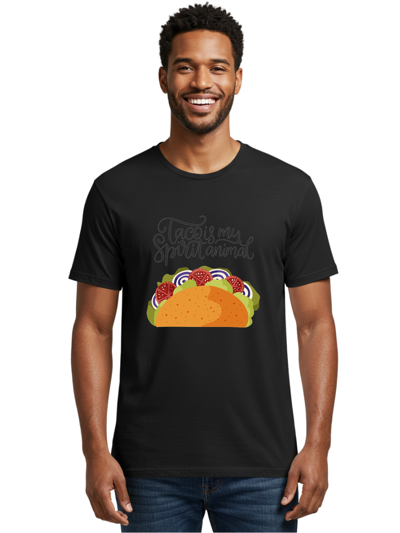 Taco-Is-My-Spirit-Animal-1 Men'S Graphic Tee, 100% Cotton, Comfortable Casual Summer Wear, Machine Washable, Taco Love, Mexican Cuisine, Foodie Humor, Taco Graphics, Spirit Animal Humor, Funny Quotes, Vibrant Graphics, Taco Culture, - Aaa300 4