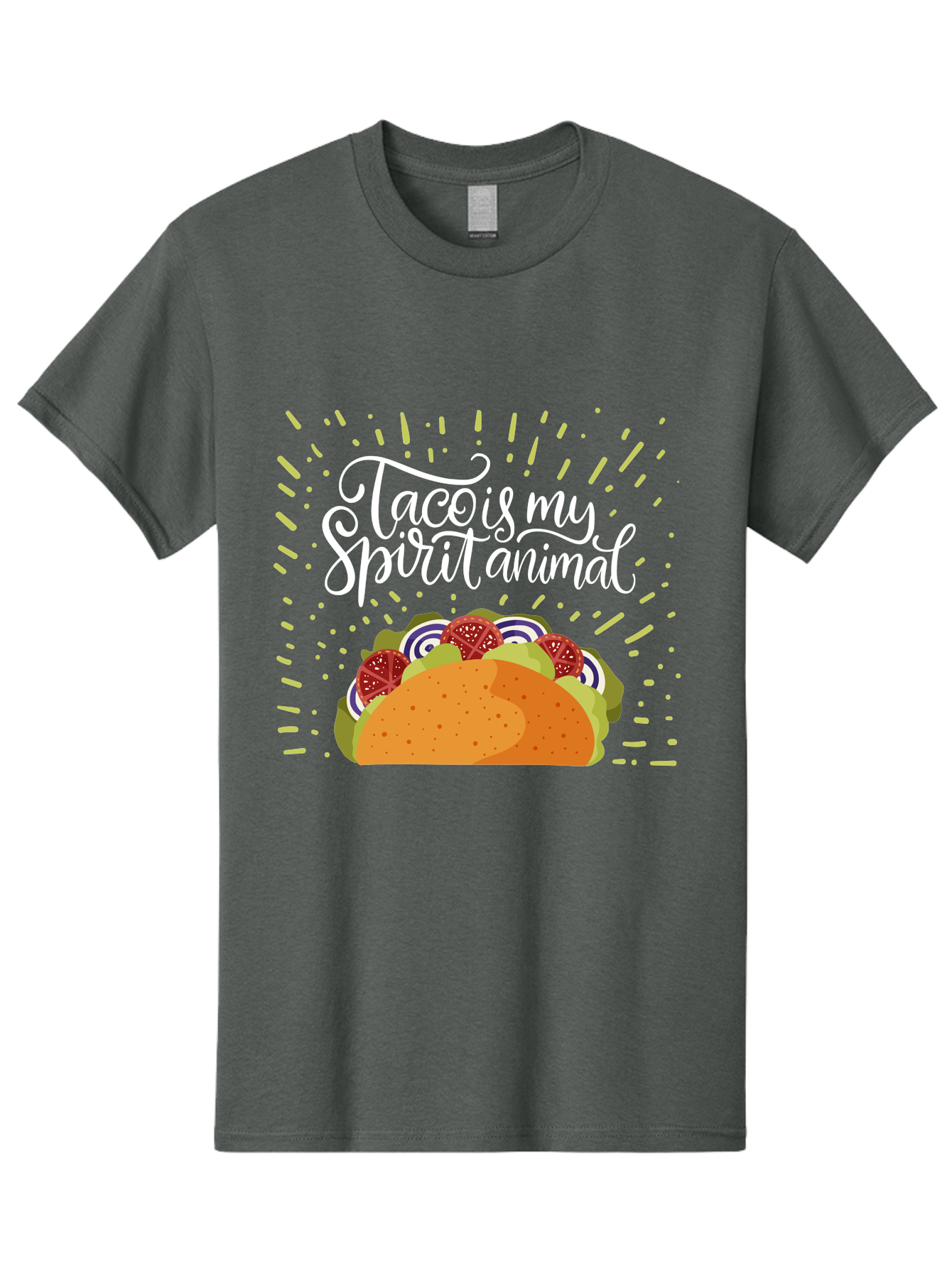 Taco-Is-My-Spirit-Animal Men'S Graphic Tee, 100% Cotton, Comfortable Casual Summer Wear, Machine Washable, Taco, Spirit Animal, Mexican Food, Delicious Taco, Foodie Culture, Taco Love, Vibrant Graphics, Playful Design, Tasty Meal, - Aaa302 5