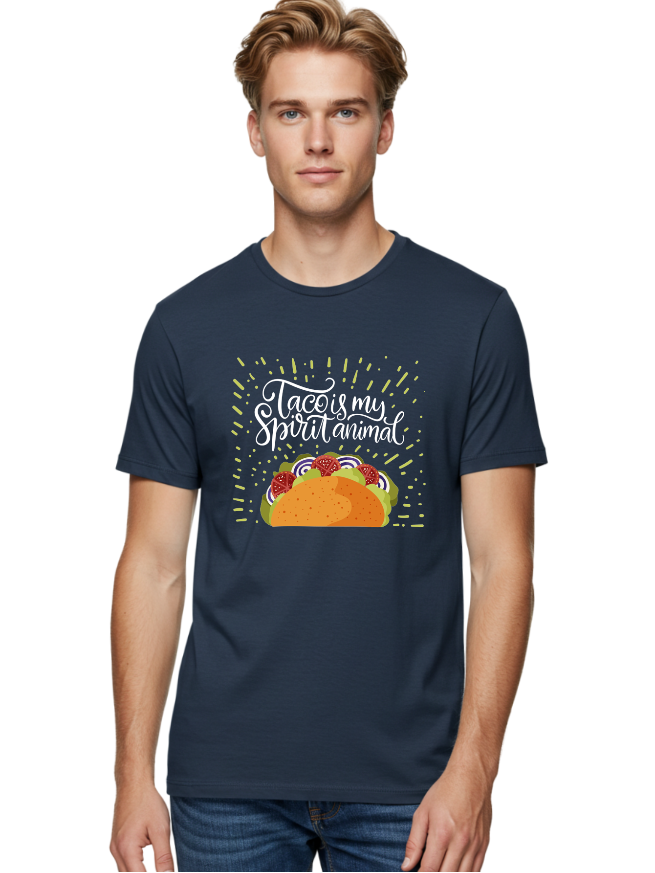 Taco-Is-My-Spirit-Animal Men'S Graphic Tee, 100% Cotton, Comfortable Casual Summer Wear, Machine Washable, Taco, Spirit Animal, Mexican Food, Delicious Taco, Foodie Culture, Taco Love, Vibrant Graphics, Playful Design, Tasty Meal, - Aaa302 26