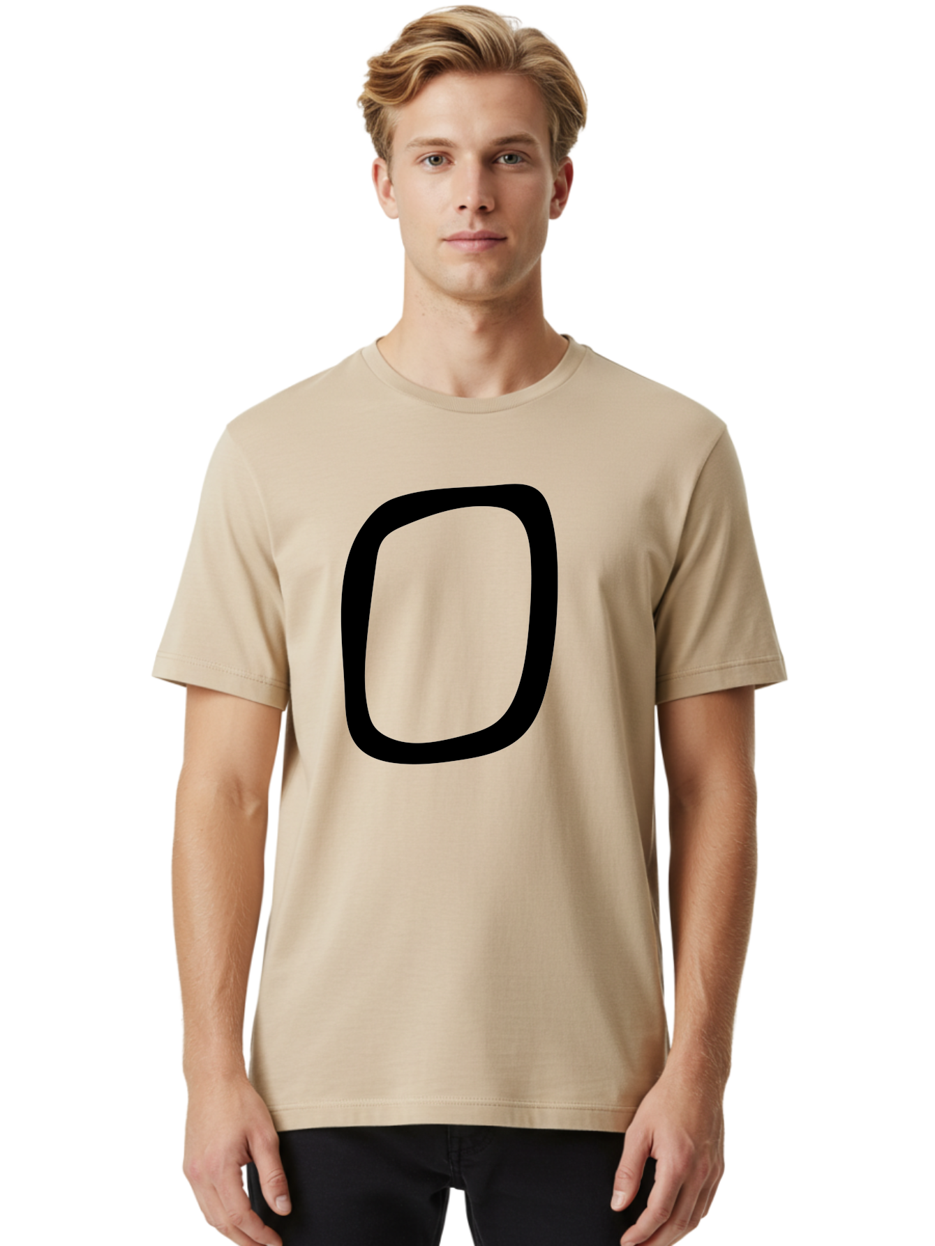 0 Men'S Graphic Tee, 100% Cotton, Comfortable Casual Summer Wear, Machine Washable, Handwritten Zero, Black Outline, Simple Design, Minimalist Style, Numeral, Number Zero, Digit - Aaa351 6