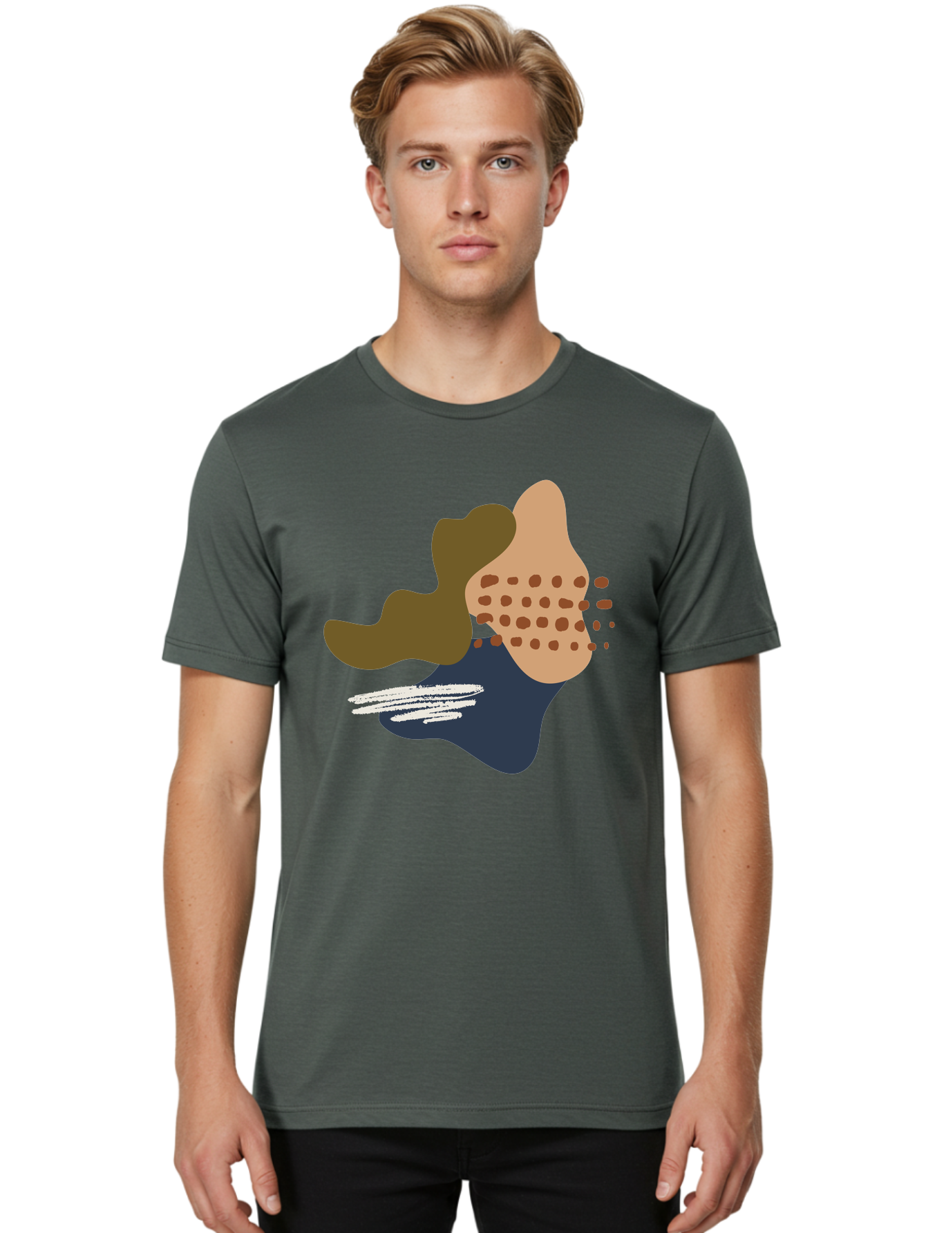 Abstract-Shapes-1 Men'S Graphic Tee, 100% Cotton, Comfortable Casual Summer Wear, Machine Washable, Abstract Art, Modern Design, Irregular Shapes, Earthy Tones, Bold Colors, Dynamic Composition, Creative Expression, Contemporary Style - Aaa353 28