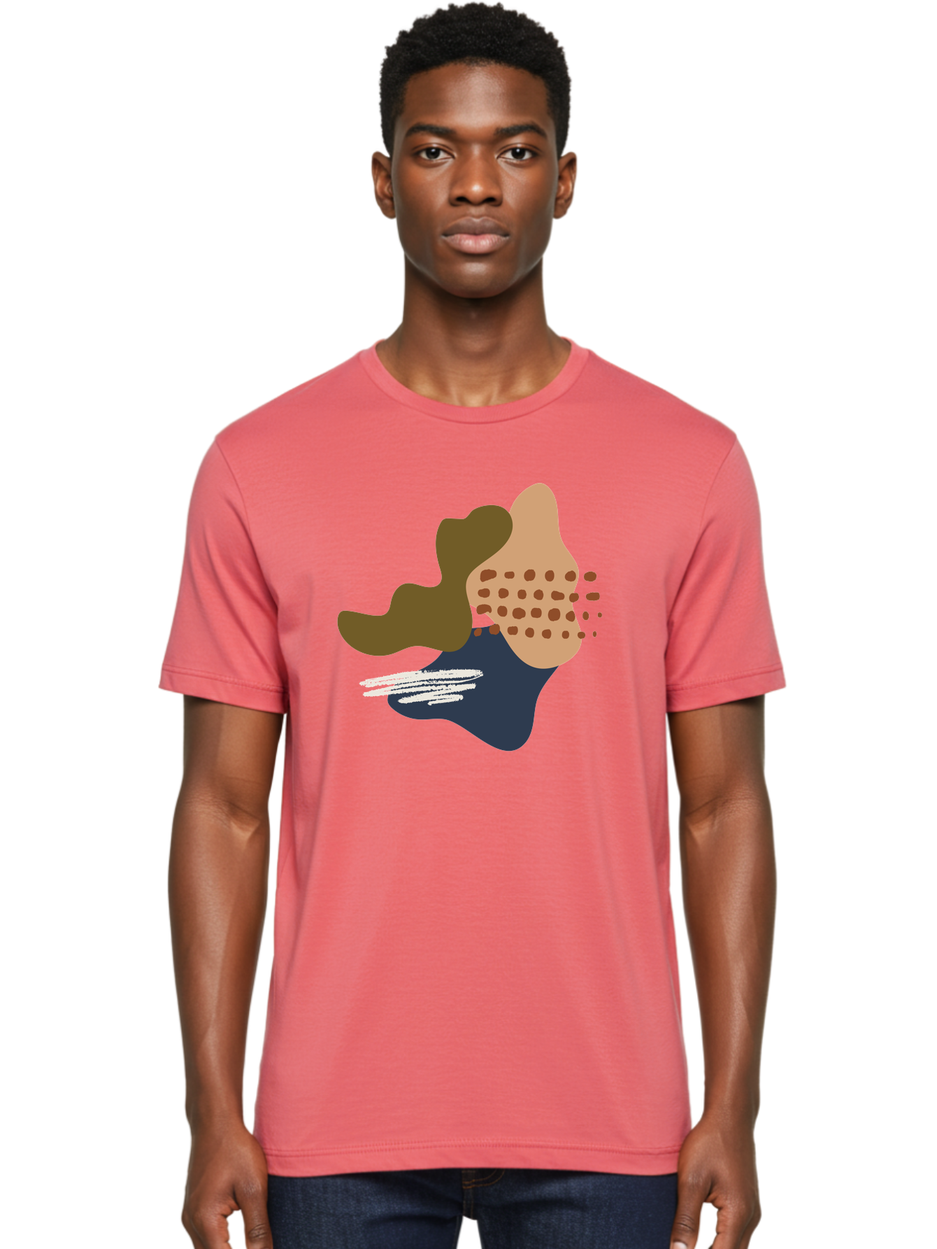 Abstract-Shapes-1 Men'S Graphic Tee, 100% Cotton, Comfortable Casual Summer Wear, Machine Washable, Abstract Art, Modern Design, Irregular Shapes, Earthy Tones, Bold Colors, Dynamic Composition, Creative Expression, Contemporary Style - Aaa353 14