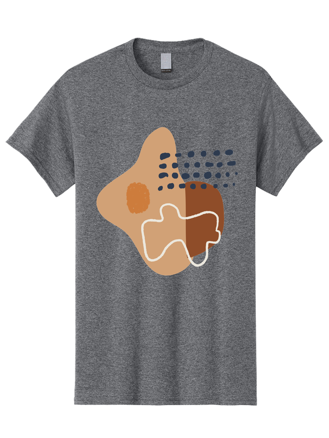 Abstract-Shapes-2 Men'S Graphic Tee, 100% Cotton, Comfortable Casual Summer Wear, Machine Washable, Stylized Head Profile, Abstract Shapes, Modern Design, Minimalist Art, Creative Expression, Digital Illustration, Dotted Patterns, - Aaa354 25
