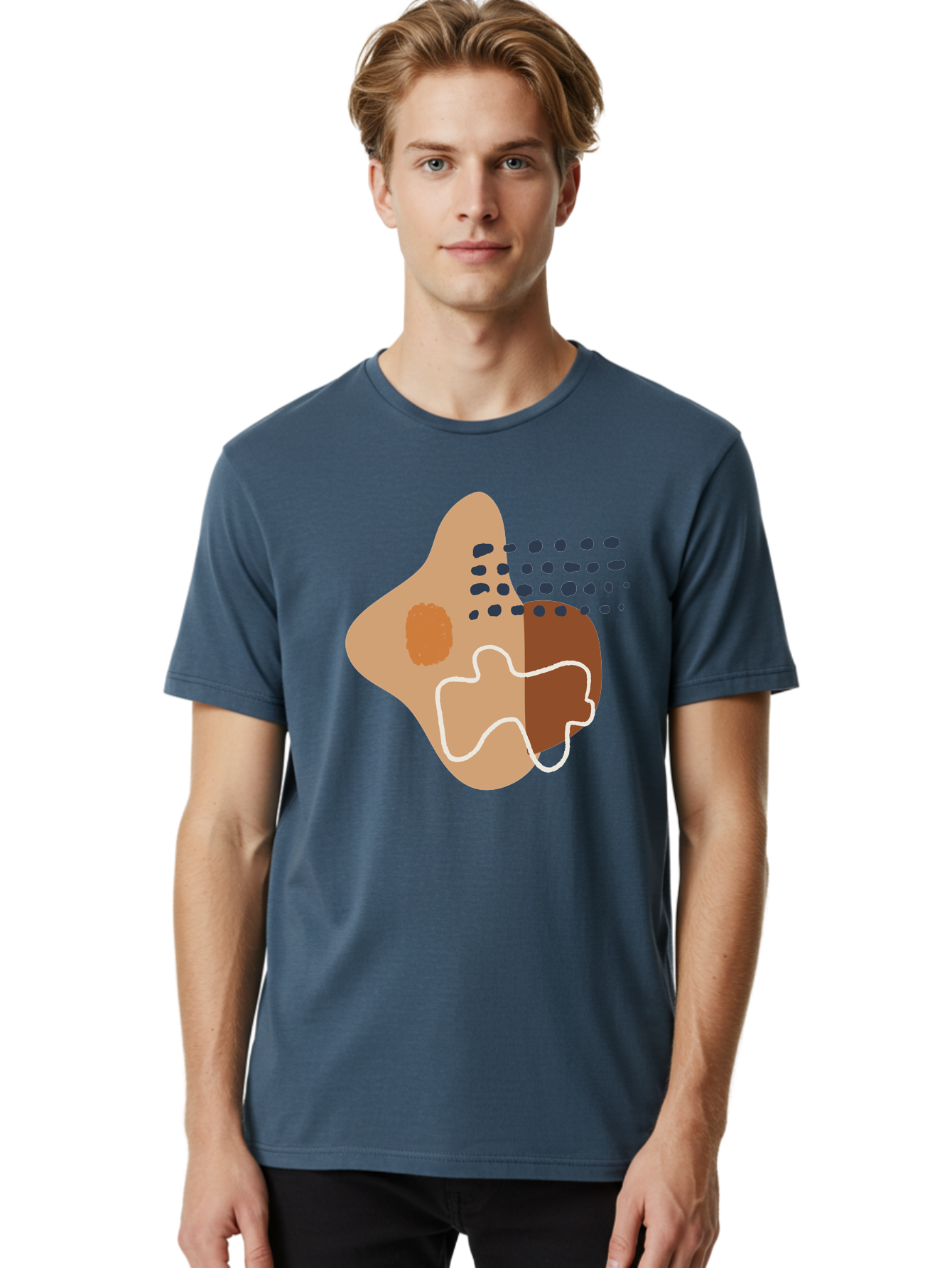 Abstract-Shapes-2 Men'S Graphic Tee, 100% Cotton, Comfortable Casual Summer Wear, Machine Washable, Stylized Head Profile, Abstract Shapes, Modern Design, Minimalist Art, Creative Expression, Digital Illustration, Dotted Patterns, - Aaa354 18