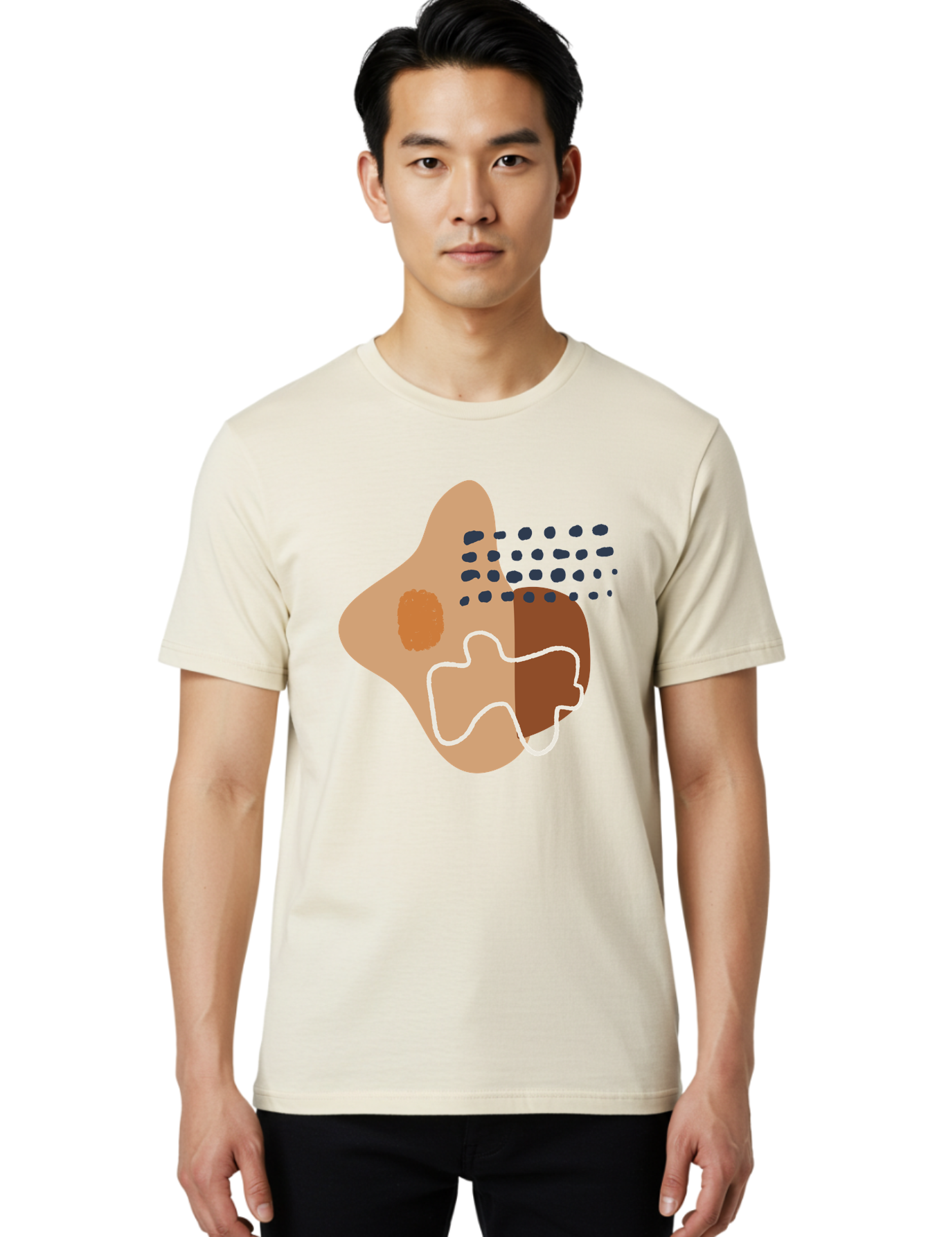 Abstract-Shapes-2 Men'S Graphic Tee, 100% Cotton, Comfortable Casual Summer Wear, Machine Washable, Stylized Head Profile, Abstract Shapes, Modern Design, Minimalist Art, Creative Expression, Digital Illustration, Dotted Patterns, - Aaa354 10