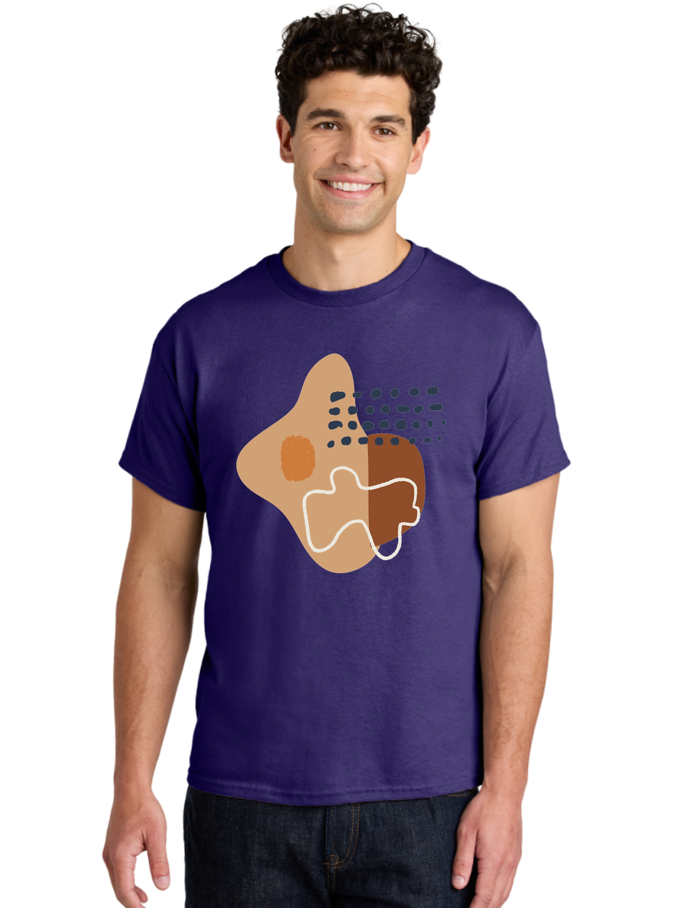 Abstract-Shapes-2 Men'S Graphic Tee, 100% Cotton, Comfortable Casual Summer Wear, Machine Washable, Stylized Head Profile, Abstract Shapes, Modern Design, Minimalist Art, Creative Expression, Digital Illustration, Dotted Patterns, - Aaa354 6