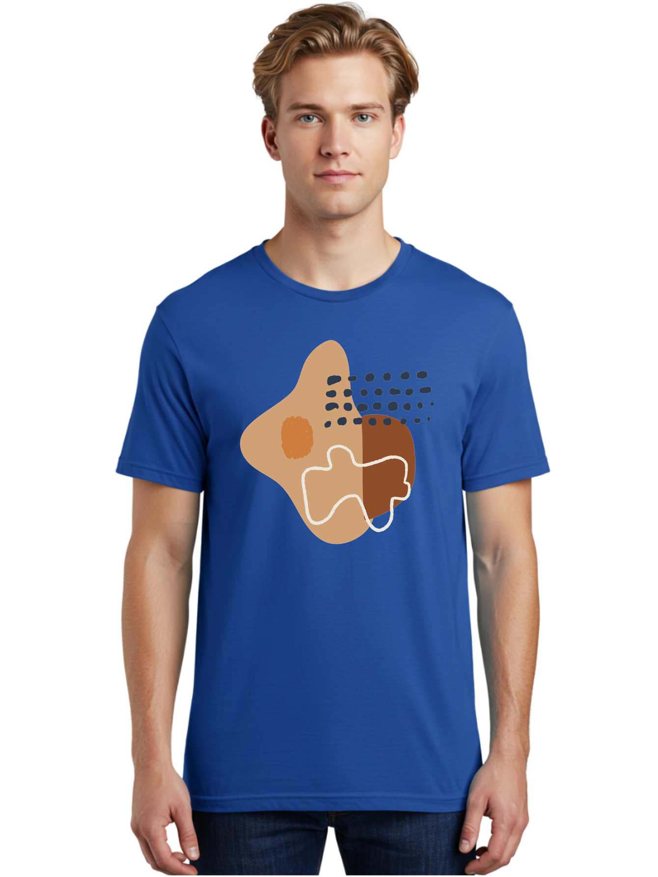 Abstract-Shapes-2 Men'S Graphic Tee, 100% Cotton, Comfortable Casual Summer Wear, Machine Washable, Stylized Head Profile, Abstract Shapes, Modern Design, Minimalist Art, Creative Expression, Digital Illustration, Dotted Patterns, - Aaa354 22