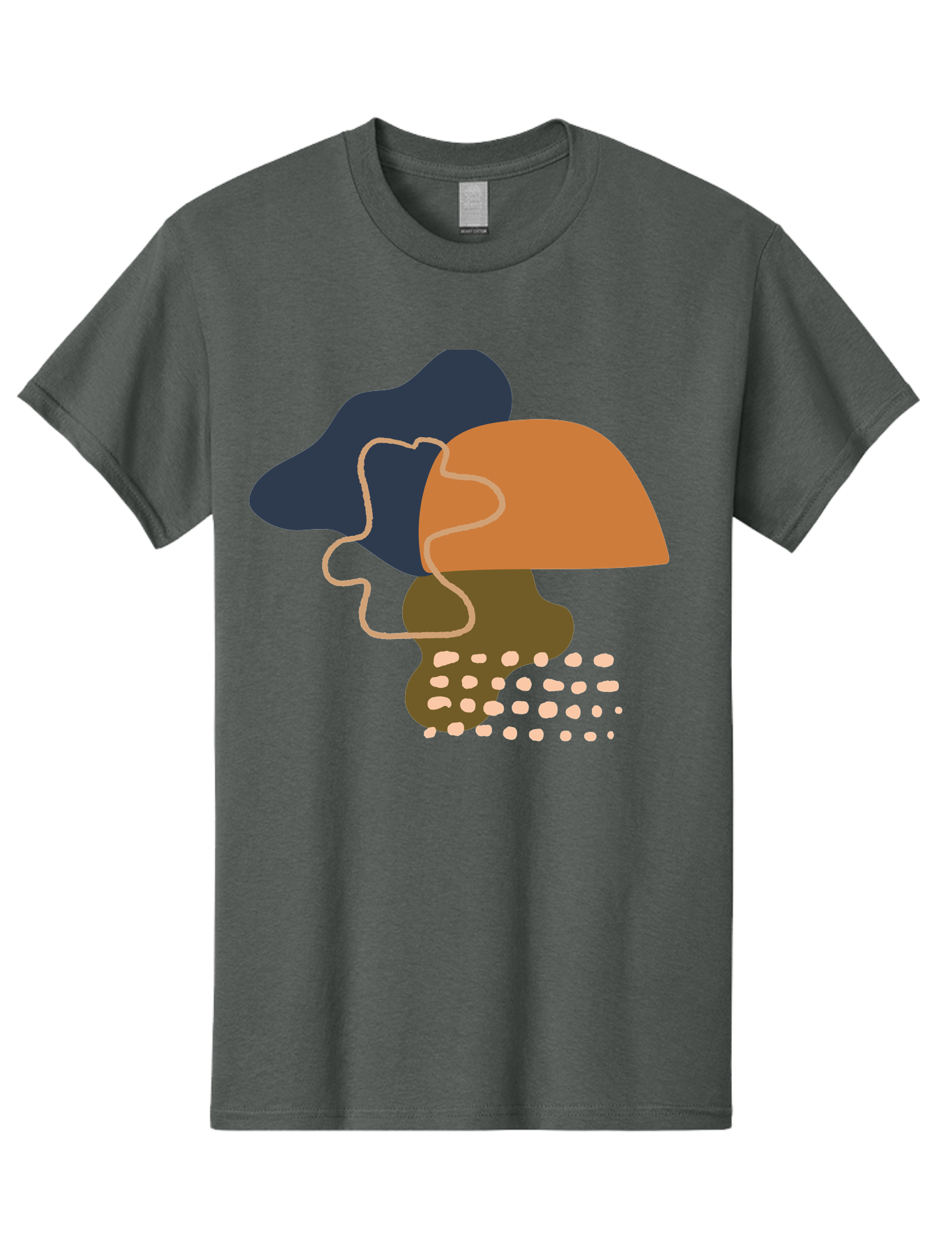 Abstract-Shapes-3 Men'S Graphic Tee, 100% Cotton, Comfortable Casual Summer Wear, Machine Washable, Abstract Shapes, Modern Art, Digital Illustration, Wavy Line, Layered Forms, Blue, Orange, Brown Colors, Minimalist Design, - Aaa355 27
