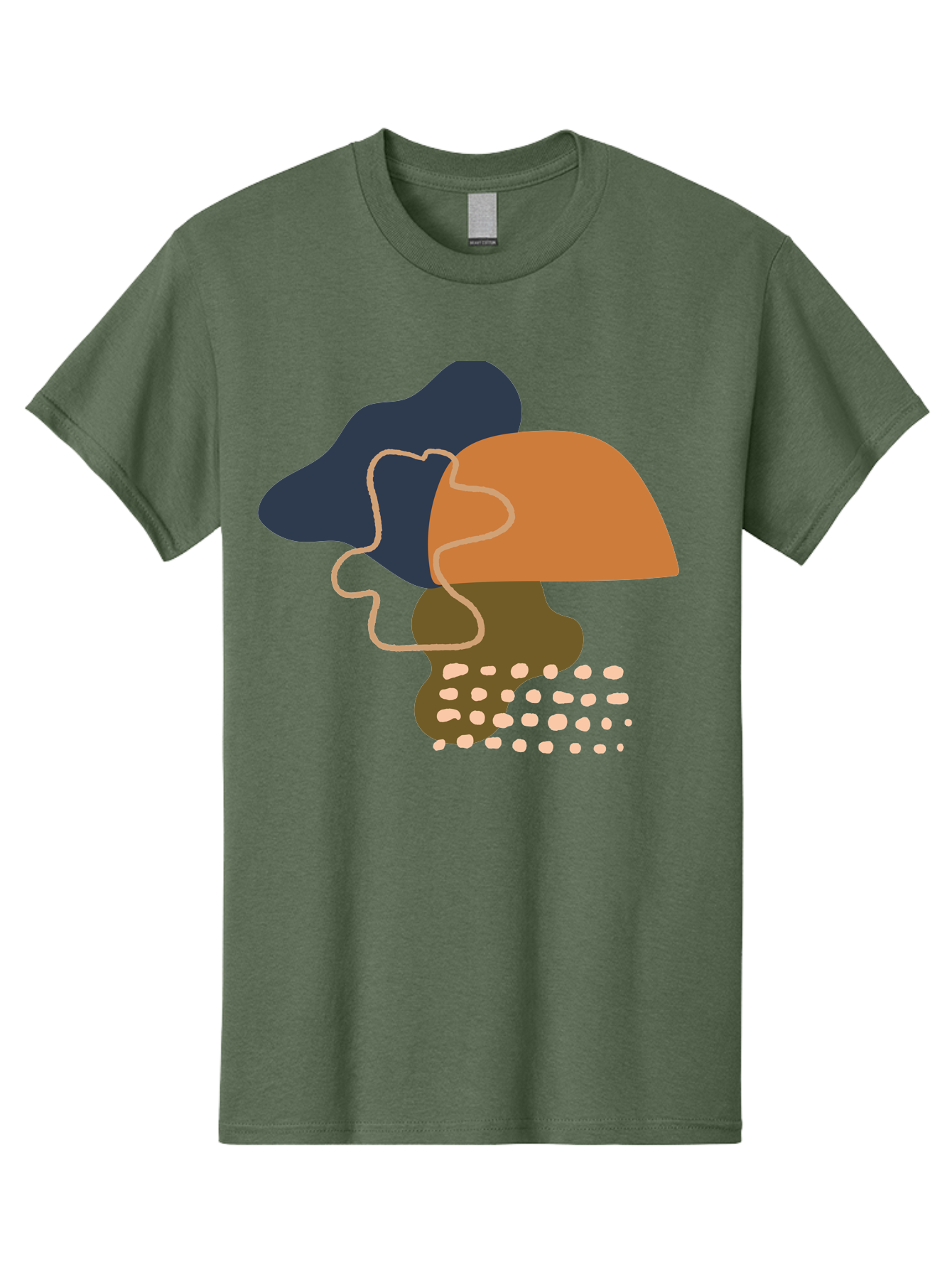 Abstract-Shapes-3 Men'S Graphic Tee, 100% Cotton, Comfortable Casual Summer Wear, Machine Washable, Abstract Shapes, Modern Art, Digital Illustration, Wavy Line, Layered Forms, Blue, Orange, Brown Colors, Minimalist Design, - Aaa355 25
