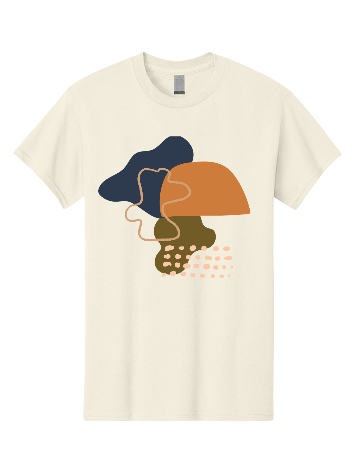 Abstract-Shapes-3 Men'S Graphic Tee, 100% Cotton, Comfortable Casual Summer Wear, Machine Washable, Abstract Shapes, Modern Art, Digital Illustration, Wavy Line, Layered Forms, Blue, Orange, Brown Colors, Minimalist Design, - Aaa355 15