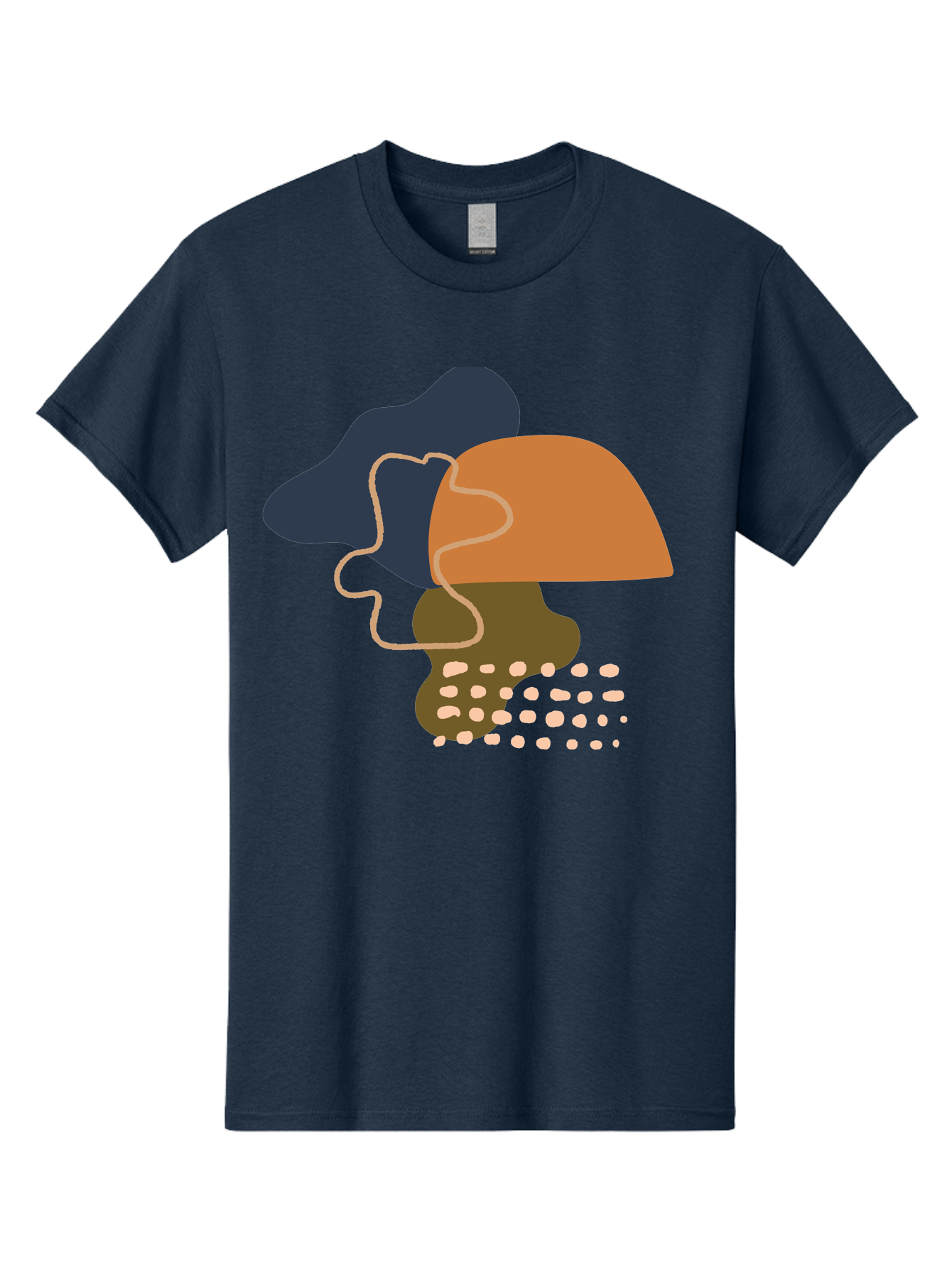 Abstract-Shapes-3 Men'S Graphic Tee, 100% Cotton, Comfortable Casual Summer Wear, Machine Washable, Abstract Shapes, Modern Art, Digital Illustration, Wavy Line, Layered Forms, Blue, Orange, Brown Colors, Minimalist Design, - Aaa355 29