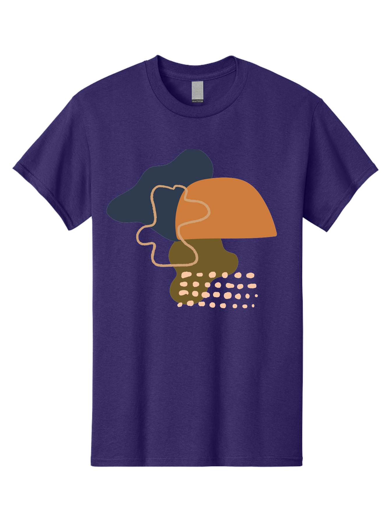 Abstract-Shapes-3 Men'S Graphic Tee, 100% Cotton, Comfortable Casual Summer Wear, Machine Washable, Abstract Shapes, Modern Art, Digital Illustration, Wavy Line, Layered Forms, Blue, Orange, Brown Colors, Minimalist Design, - Aaa355 13