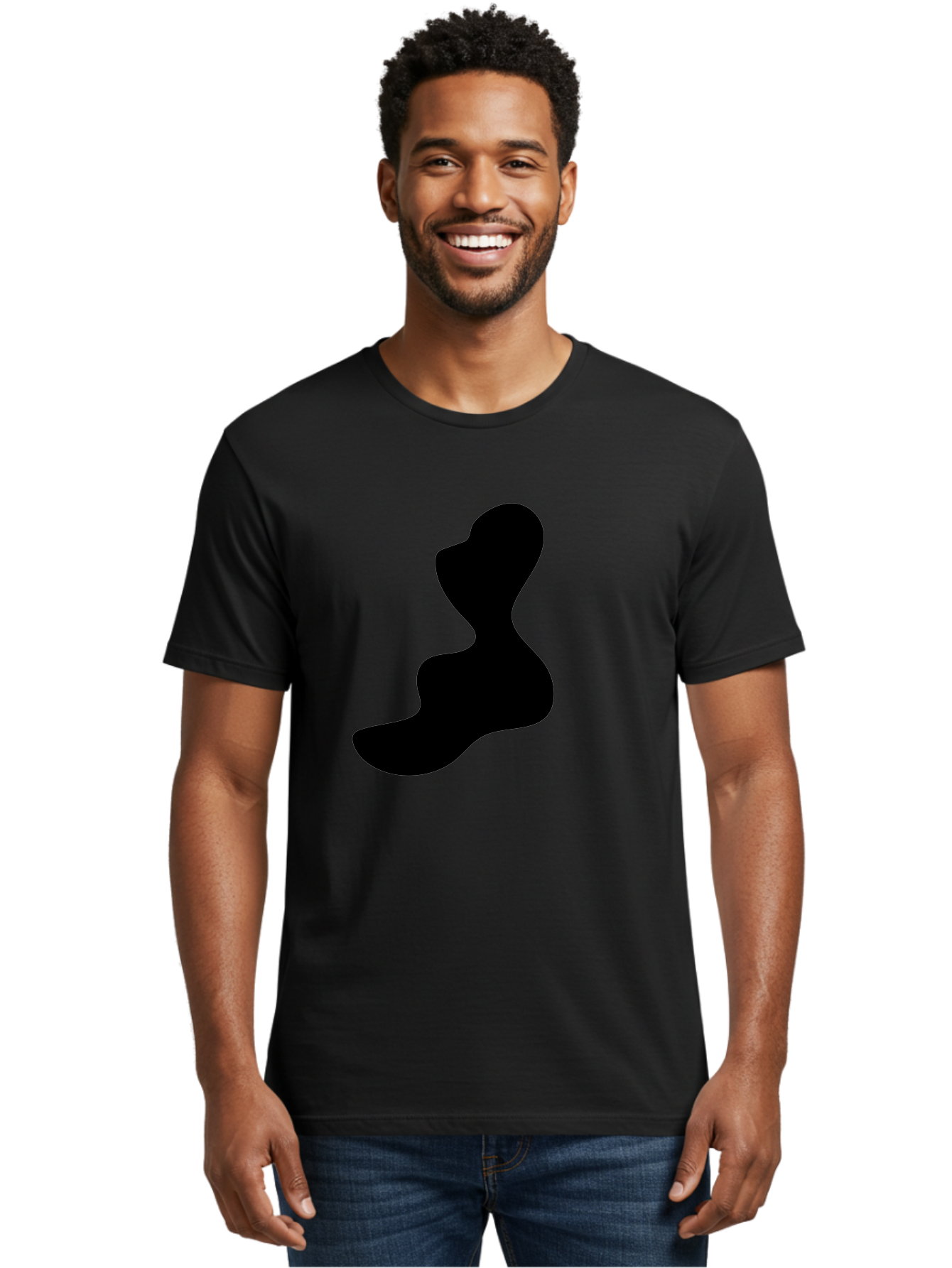 Abstract-Silhouette Men'S Graphic Tee, 100% Cotton, Comfortable Casual Summer Wear, Machine Washable, Abstract Shape, Black Silhouette, Modern Art, Minimalist Design, Fluid Form, Contemporary Graphics, Artistic Expression, Sleek Design, - Aaa358 6
