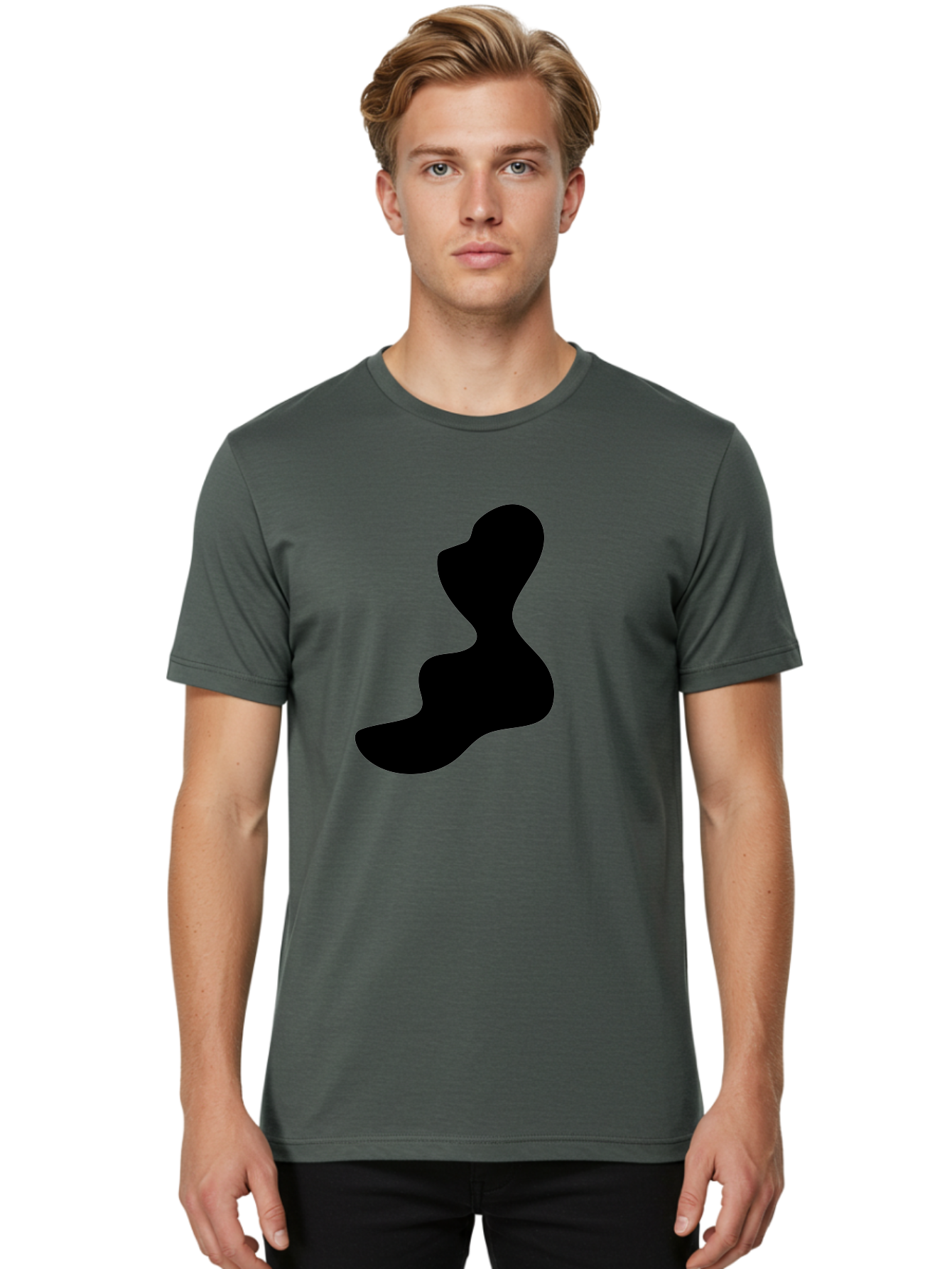 Abstract-Silhouette Men'S Graphic Tee, 100% Cotton, Comfortable Casual Summer Wear, Machine Washable, Abstract Shape, Black Silhouette, Modern Art, Minimalist Design, Fluid Form, Contemporary Graphics, Artistic Expression, Sleek Design, - Aaa358 8