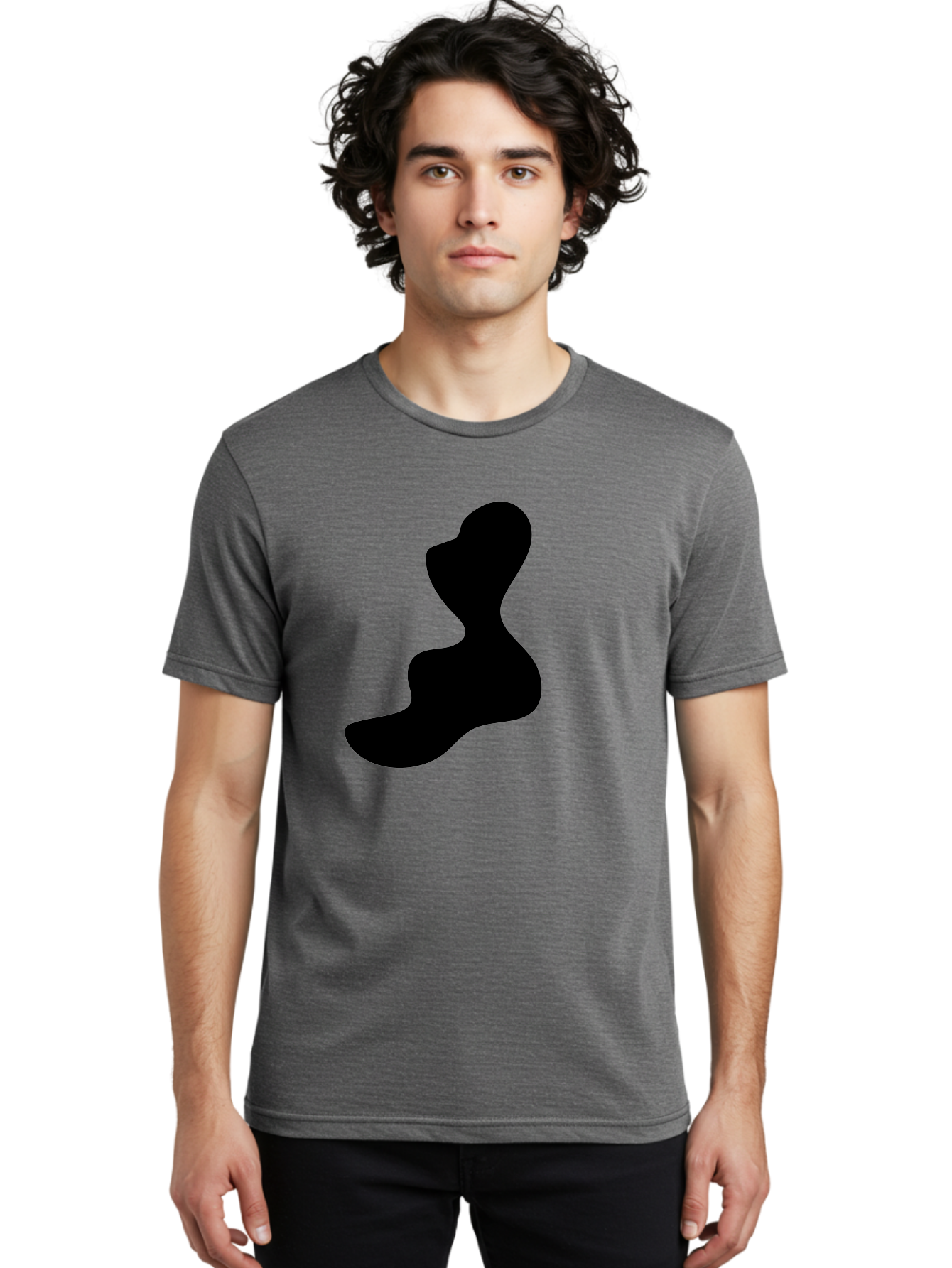 Abstract-Silhouette Men'S Graphic Tee, 100% Cotton, Comfortable Casual Summer Wear, Machine Washable, Abstract Shape, Black Silhouette, Modern Art, Minimalist Design, Fluid Form, Contemporary Graphics, Artistic Expression, Sleek Design, - Aaa358 12