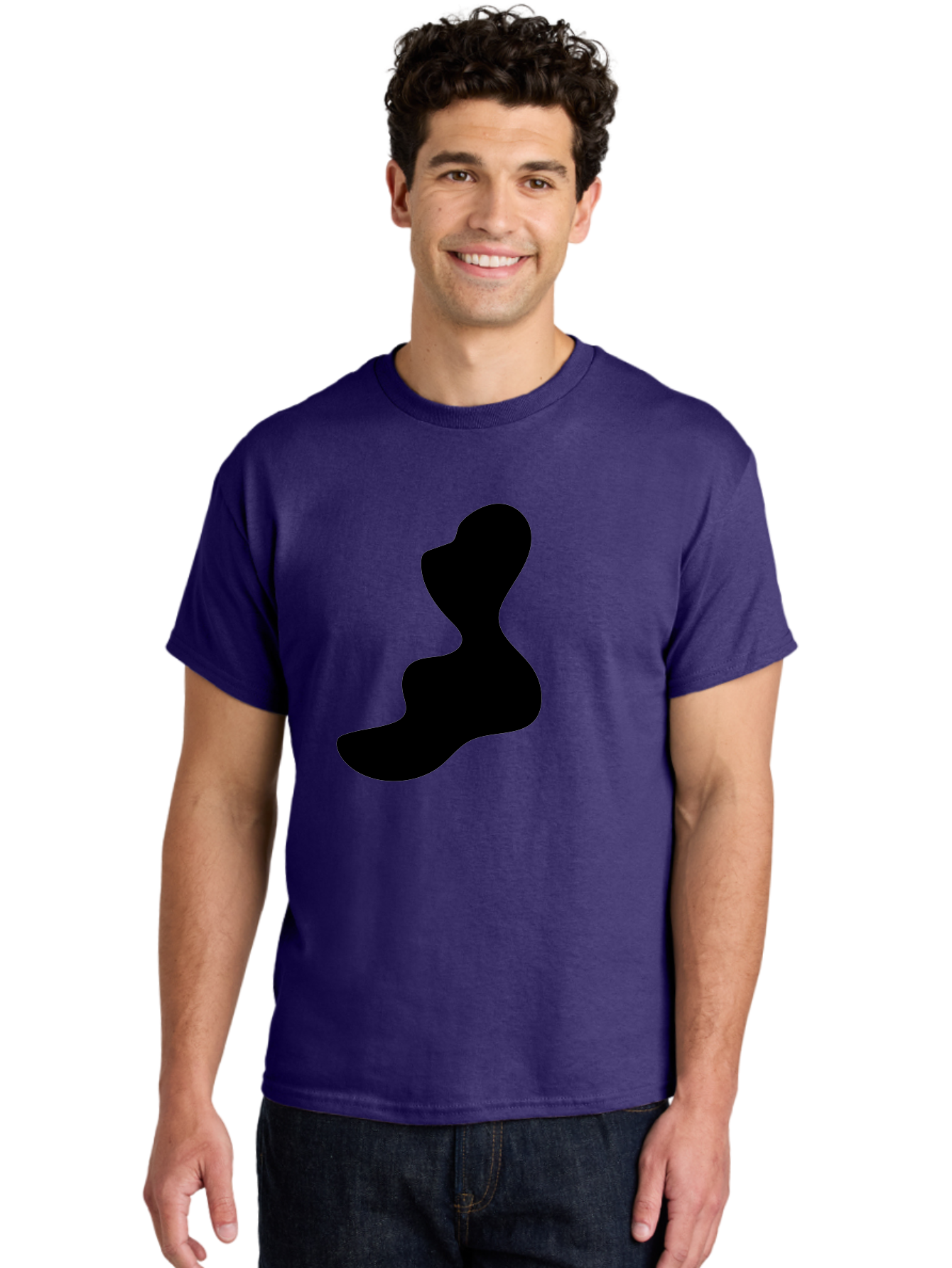Abstract-Silhouette Men'S Graphic Tee, 100% Cotton, Comfortable Casual Summer Wear, Machine Washable, Abstract Shape, Black Silhouette, Modern Art, Minimalist Design, Fluid Form, Contemporary Graphics, Artistic Expression, Sleek Design, - Aaa358 30