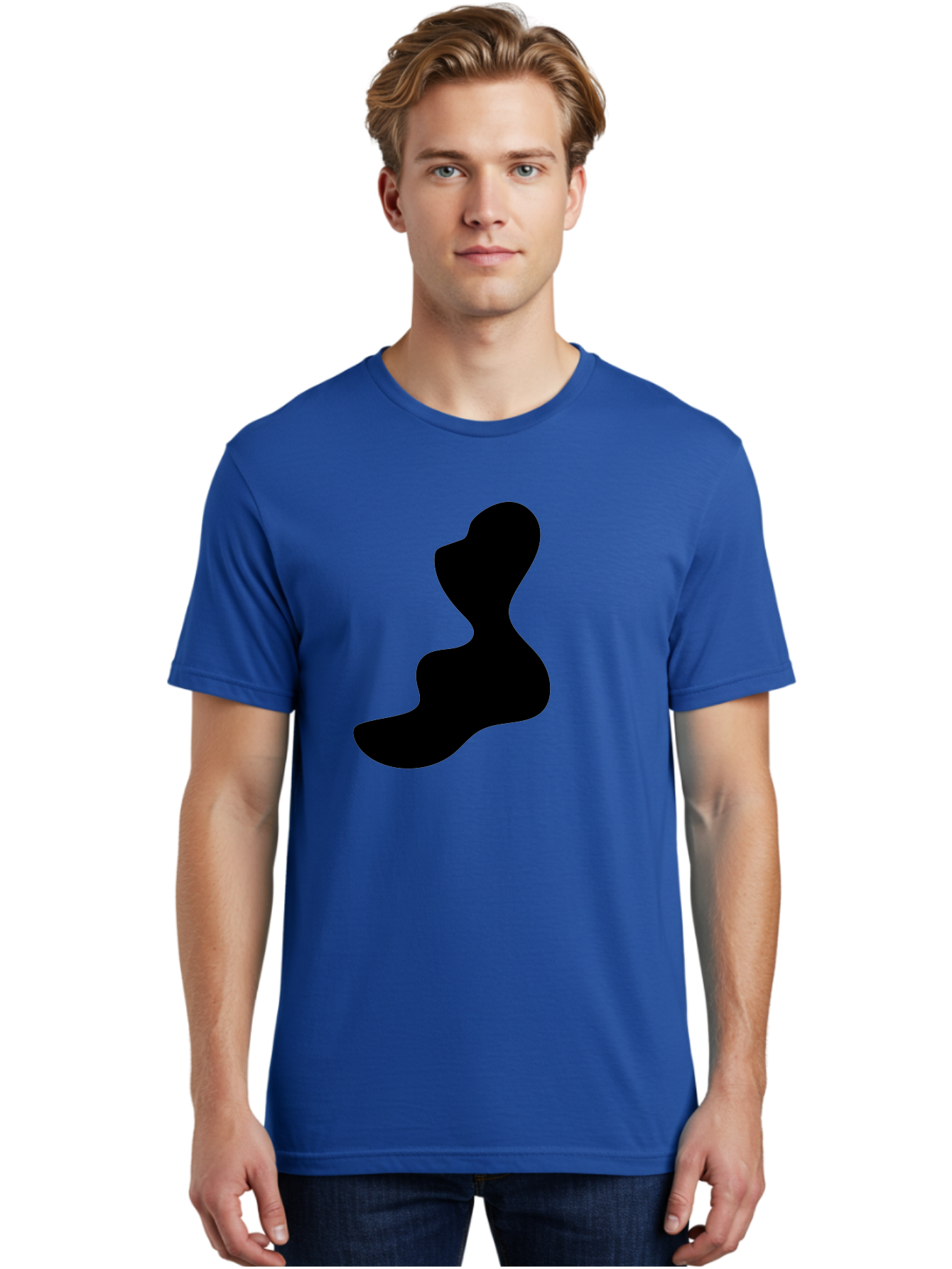 Abstract-Silhouette Men'S Graphic Tee, 100% Cotton, Comfortable Casual Summer Wear, Machine Washable, Abstract Shape, Black Silhouette, Modern Art, Minimalist Design, Fluid Form, Contemporary Graphics, Artistic Expression, Sleek Design, - Aaa358 16