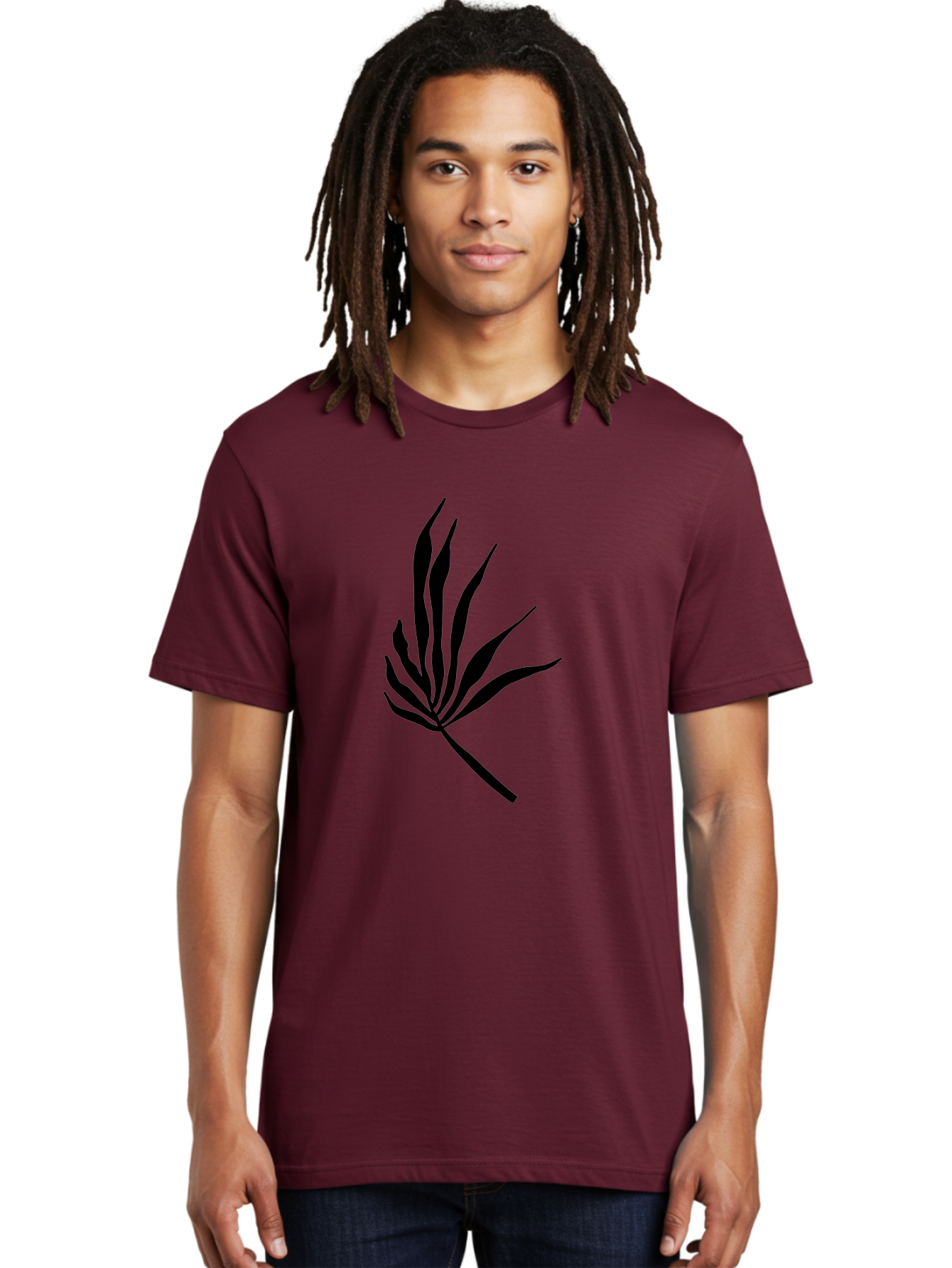 Bamboo Men'S Graphic Tee, 100% Cotton, Comfortable Casual Summer Wear, Machine Washable, Bamboo, Black Silhouette, Minimalist Design, Simple Shapes, Modern Art, Graphic Illustration, Leafy Stems, Contemporary Style, Abstract Form - Aaa360 18