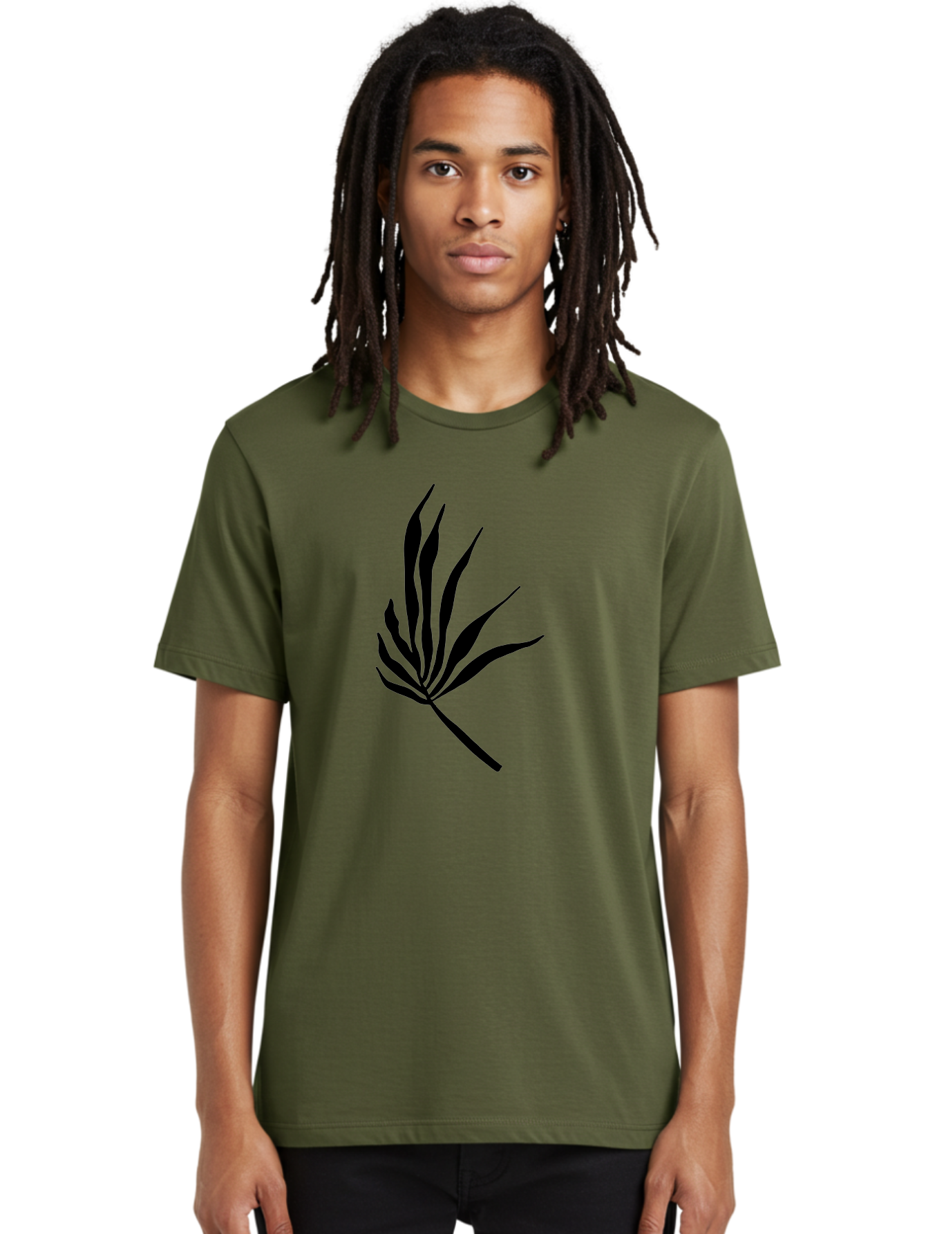 Bamboo Men'S Graphic Tee, 100% Cotton, Comfortable Casual Summer Wear, Machine Washable, Bamboo, Black Silhouette, Minimalist Design, Simple Shapes, Modern Art, Graphic Illustration, Leafy Stems, Contemporary Style, Abstract Form - Aaa360 16
