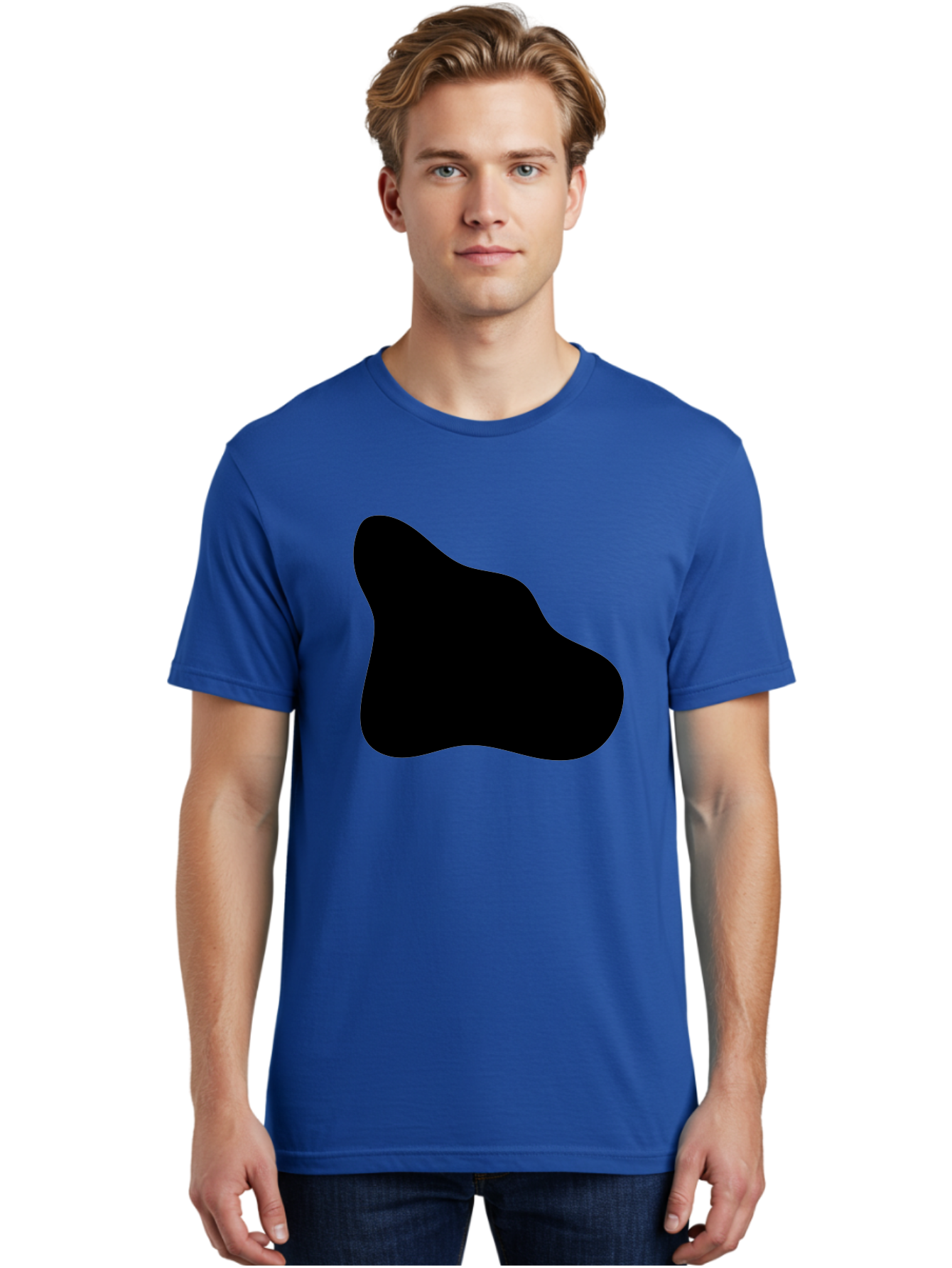 Black-Blob-2 Men'S Graphic Tee, 100% Cotton, Comfortable Casual Summer Wear, Machine Washable, Abstract Shape, Black Silhouette, Irregular Form, Modern Design, Graphic Element, Minimalist Art, Contemporary Style - Aaa365 10