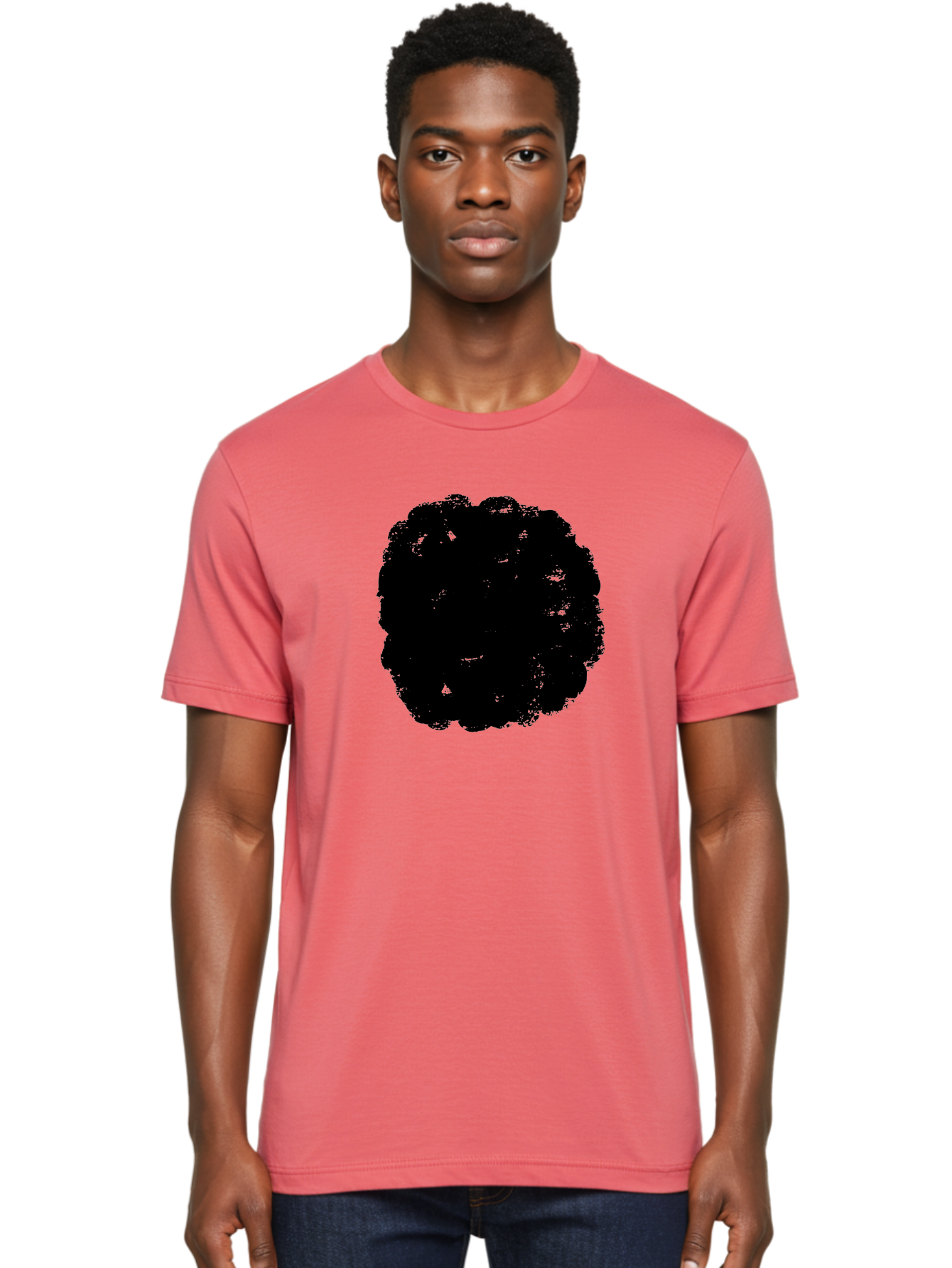 Black-Paint-Splash Men'S Graphic Tee, 100% Cotton, Comfortable Casual Summer Wear, Machine Washable, Abstract Art, Black Shape, Green Background, Digital Illustration, Modern Design, Artistic Expression, Creative Graphics - Aaa388 4