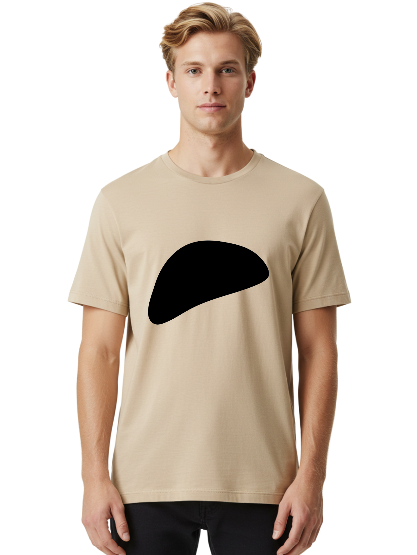 Black-Shape Men'S Graphic Tee, 100% Cotton, Comfortable Casual Summer Wear, Machine Washable, Abstract Black Shape, Minimalist Design, Simple Graphics, Modern Art, Sleek Silhouette, Abstract Shapes - Aaa393 14